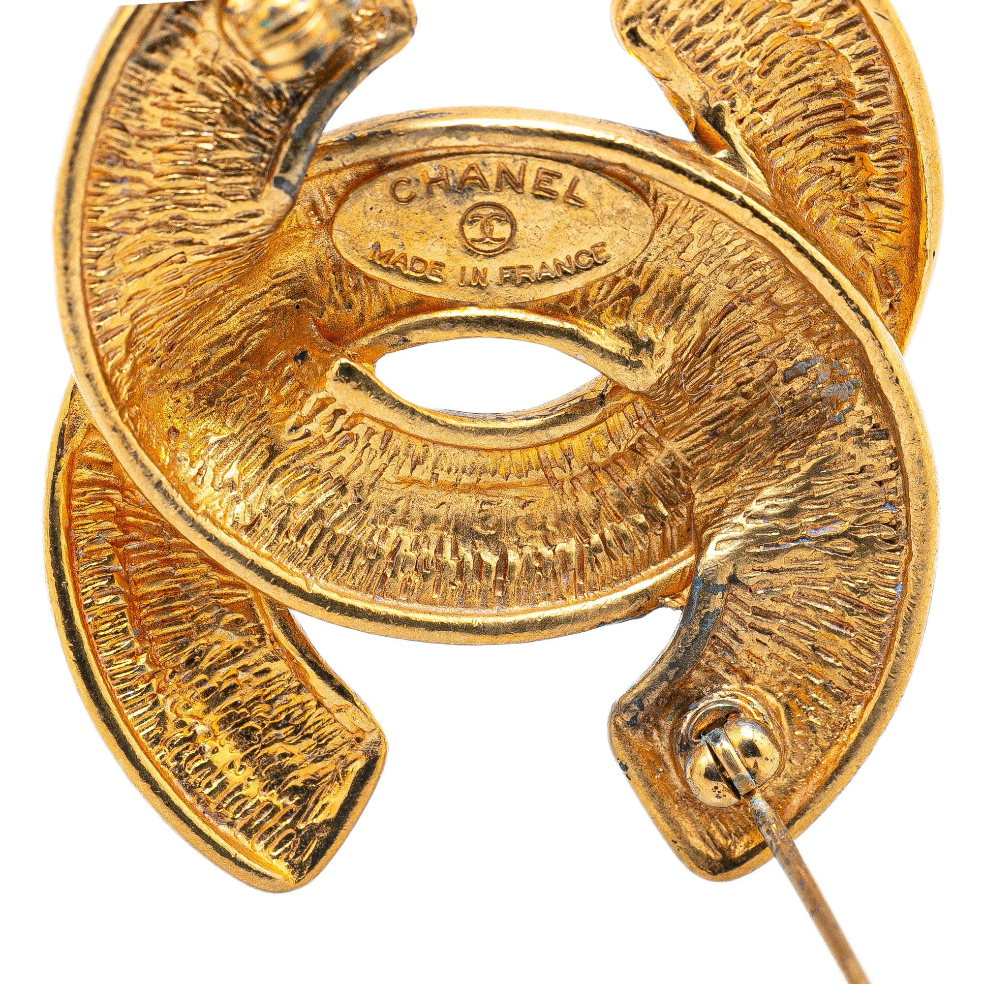 Chanel Chanel Gold Plated CC Quilted Brooch Gold Size ONE SIZE - 4 Thumbnail