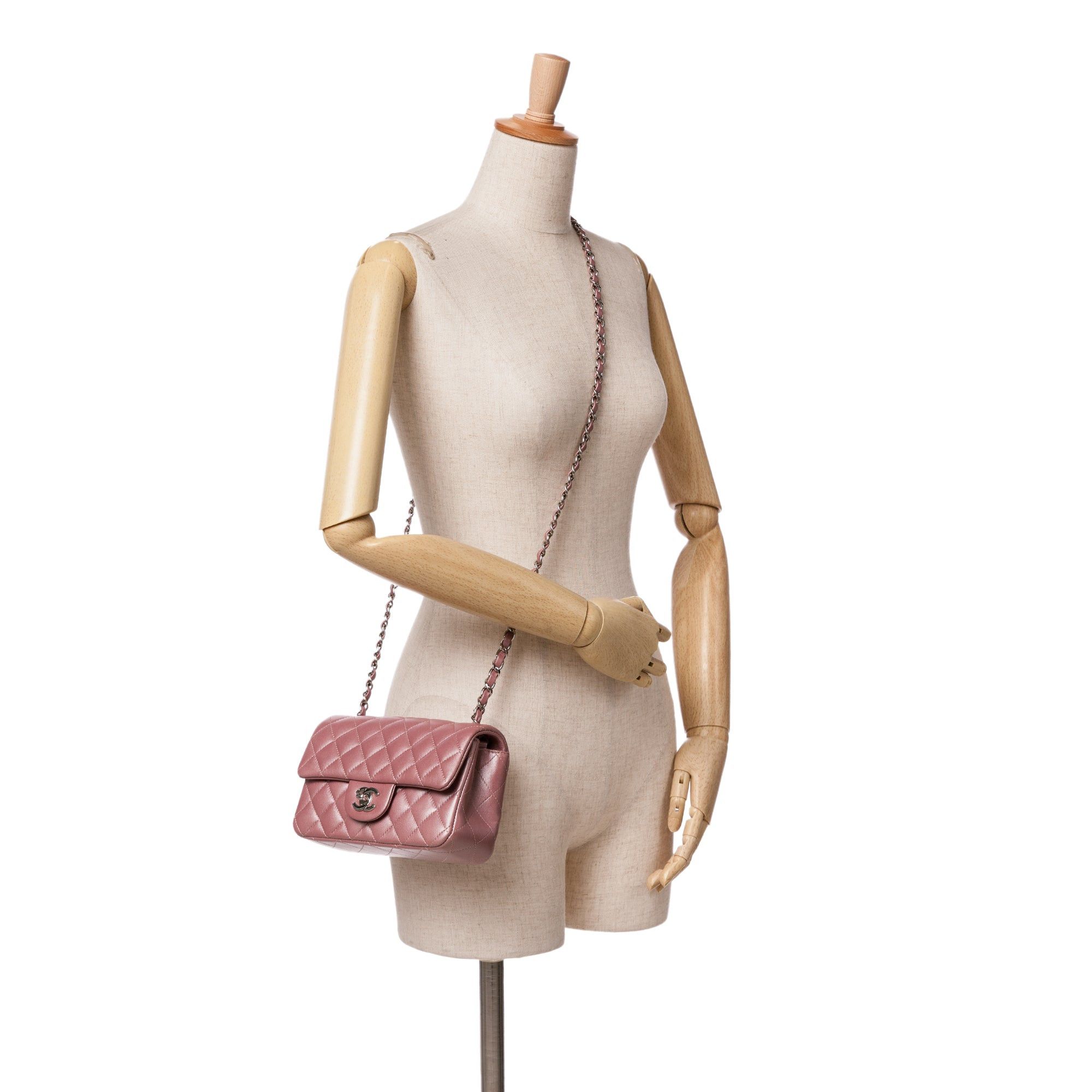 Chanel Chanel Mini Rectangular Classic Lambskin Single Flap Pink Size ONE SIZE - 9 Thumbnail