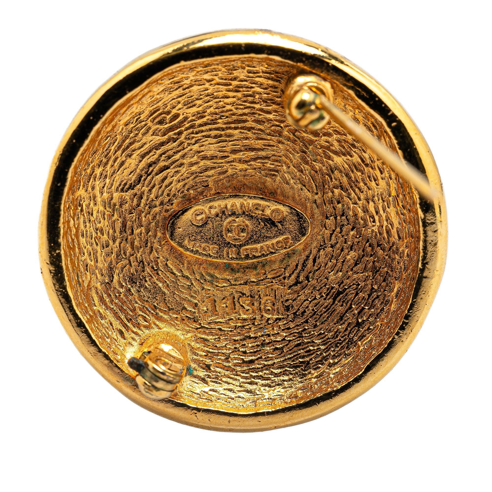 Chanel Chanel Gold Plated CC Round Brooch Gold Size ONE SIZE - 3 Thumbnail