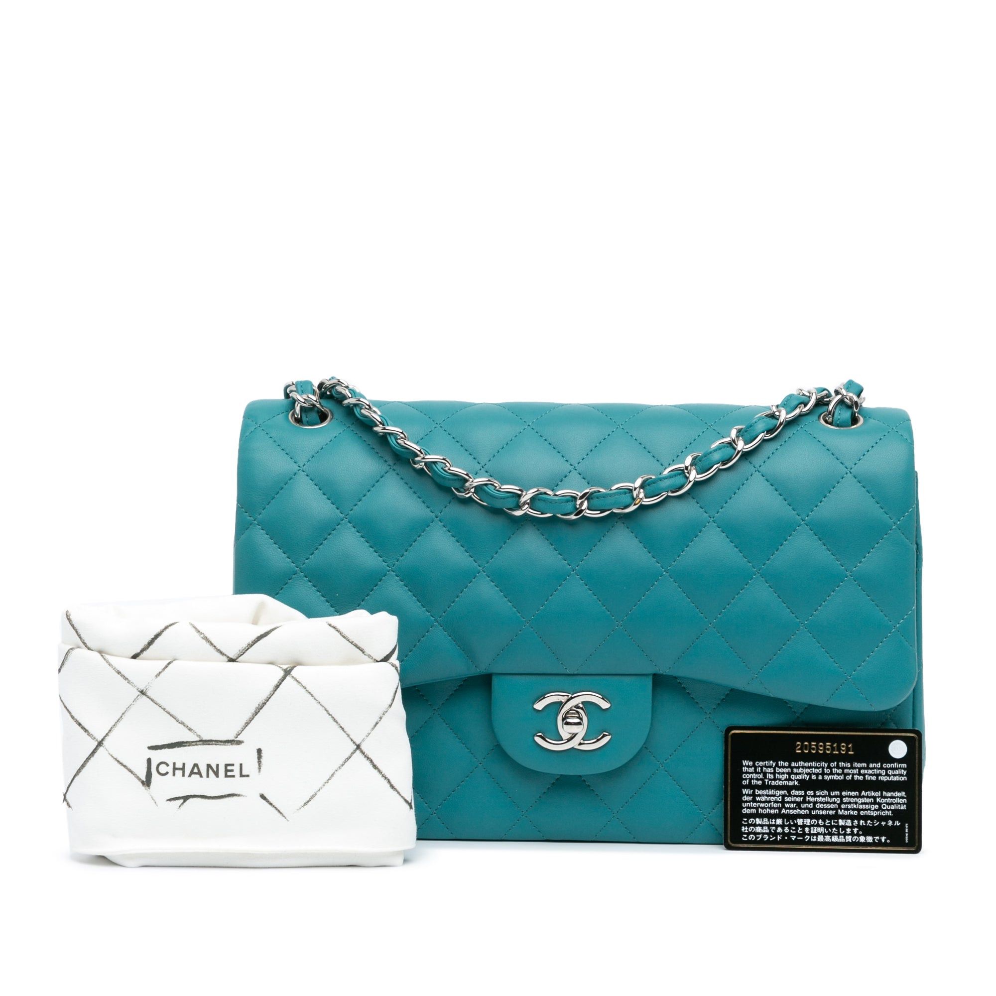 Chanel Chanel Jumbo Classic Lambskin Double Flap Blue Size ONE SIZE - 12 Thumbnail