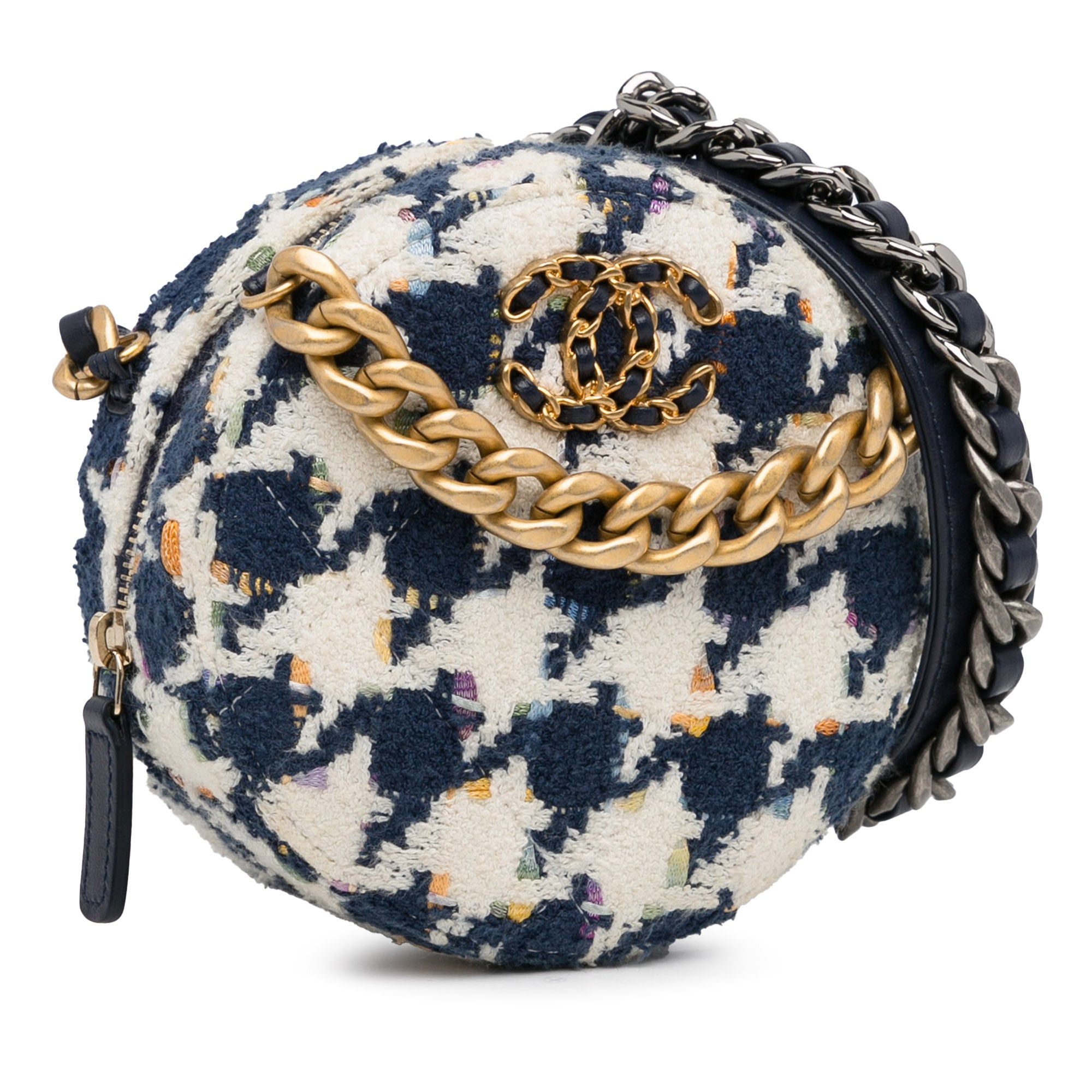 Chanel Chanel Tweed 19 Round Clutch with Chain White Size ONE SIZE - 2 Thumbnail