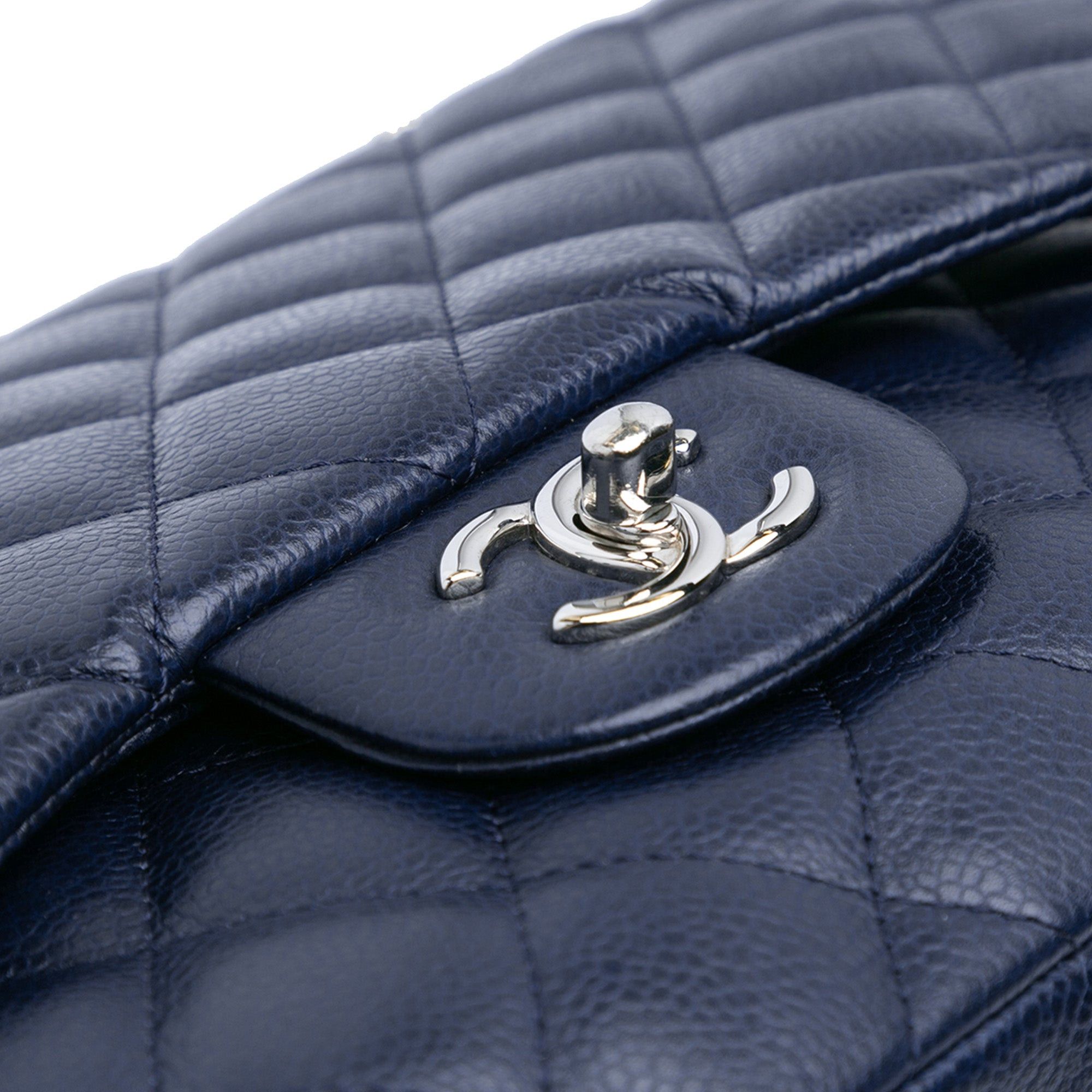Chanel Chanel Jumbo Classic Caviar Double Flap Blue Size ONE SIZE - 9 Thumbnail
