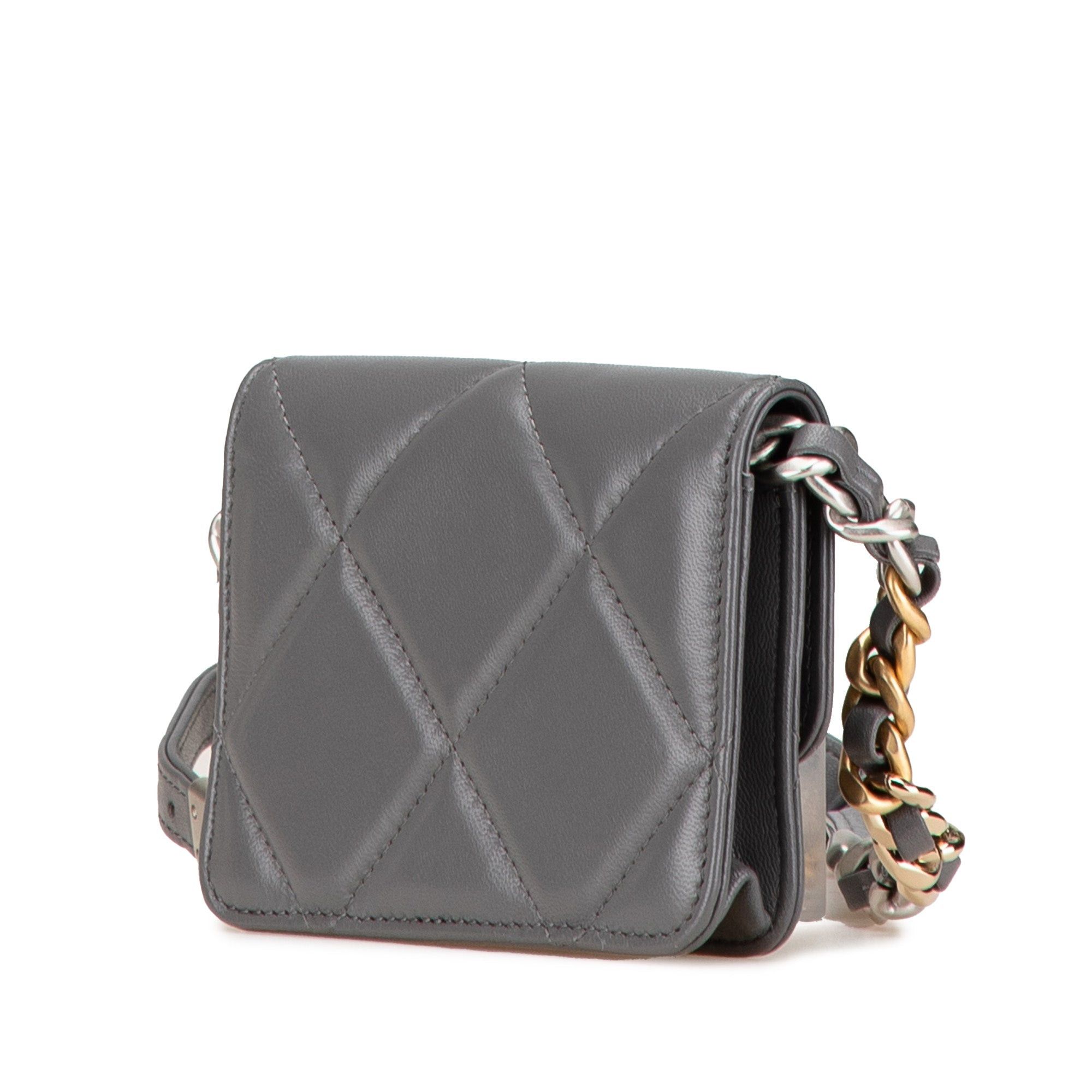 Chanel Chanel Lambskin 19 Flap Coin Purse With Chain Gray Size ONE SIZE - 2 Thumbnail