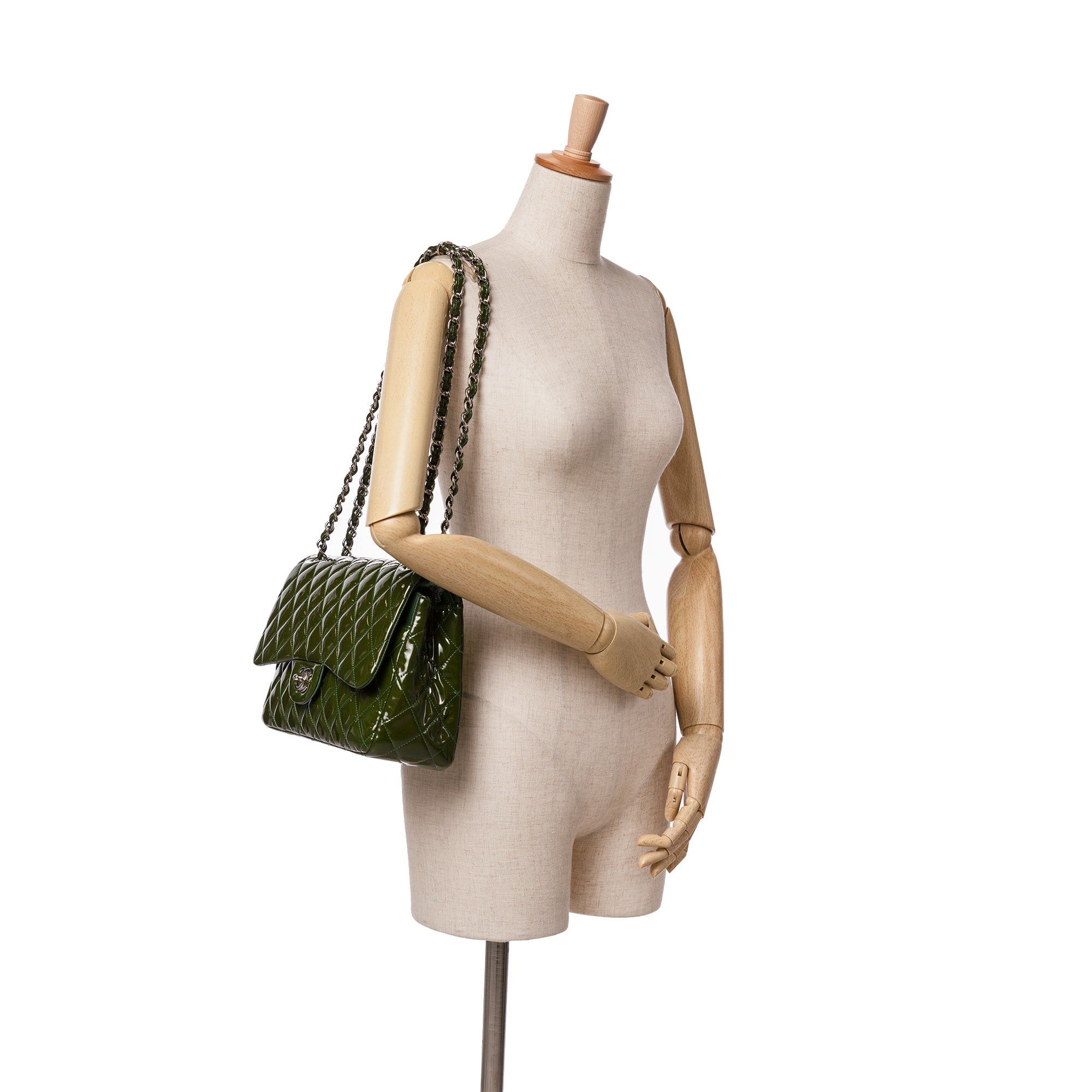 Chanel Chanel Jumbo Classic Patent Double Flap Green Size ONE SIZE - 13 Thumbnail