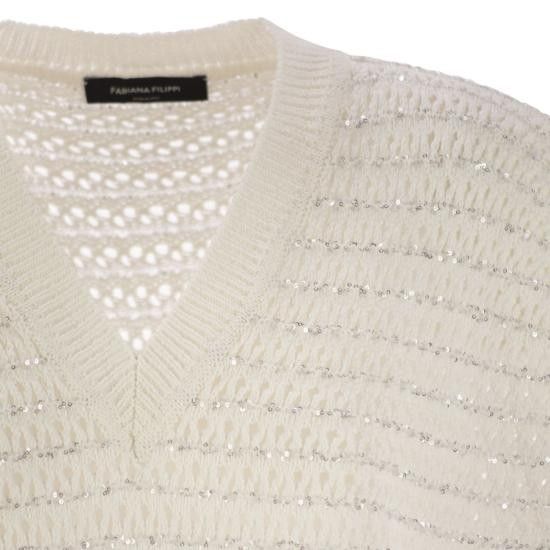 Fabiana Filippi FABIANA FILIPPI Women Sweater MAD275F572 WHITE Size M / US 6-8 / IT 42-44 - 4 Thumbnail