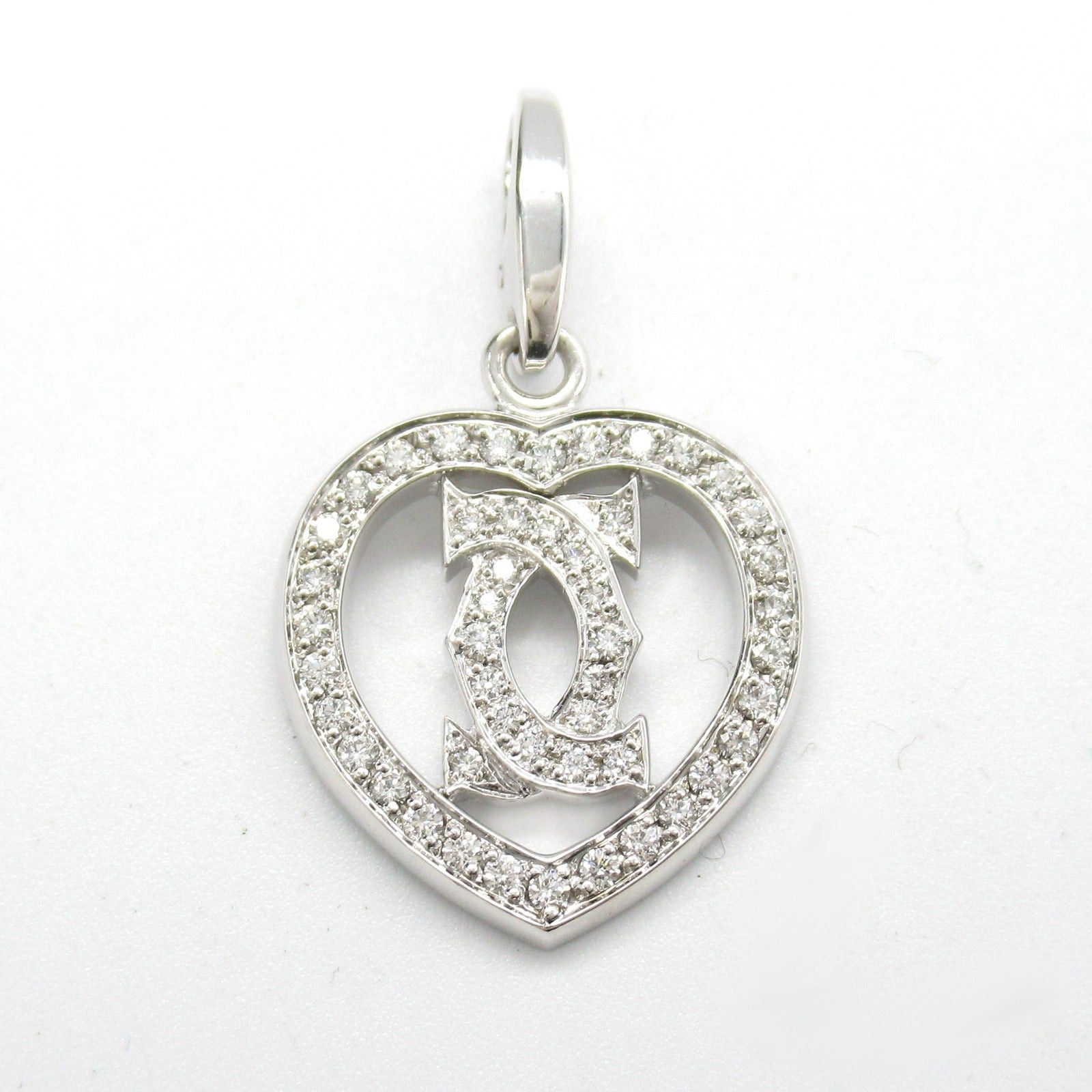 Cartier Cartier 2C Heart Charm Diamond Pendant Top K18Wg (White Gold) Clear Size ONE SIZE - 2 Thumbnail