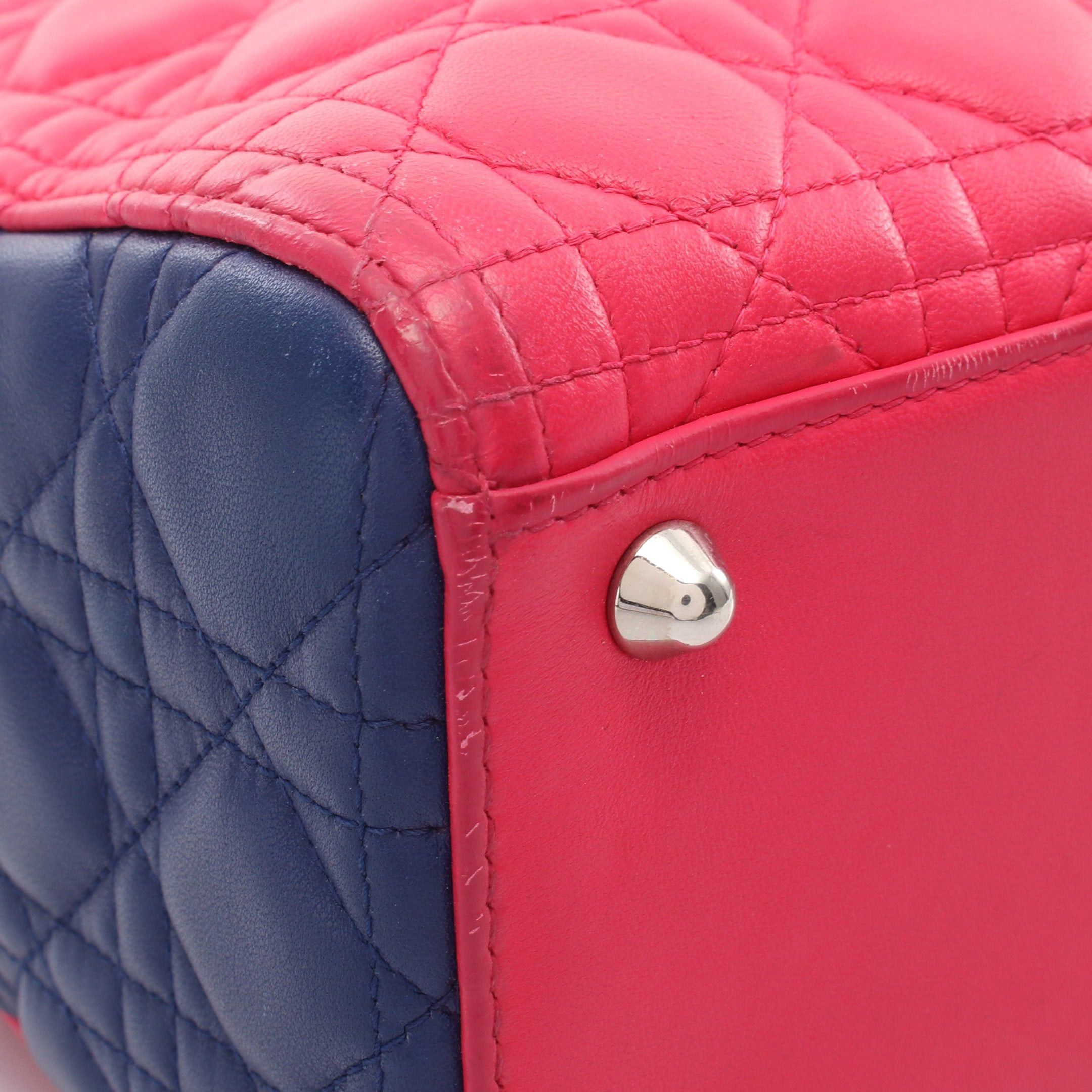 Dior Dior Lady Dior Large Canage Handbag Leather Pink Purple Yellow Blue Size ONE SIZE - 9 Thumbnail