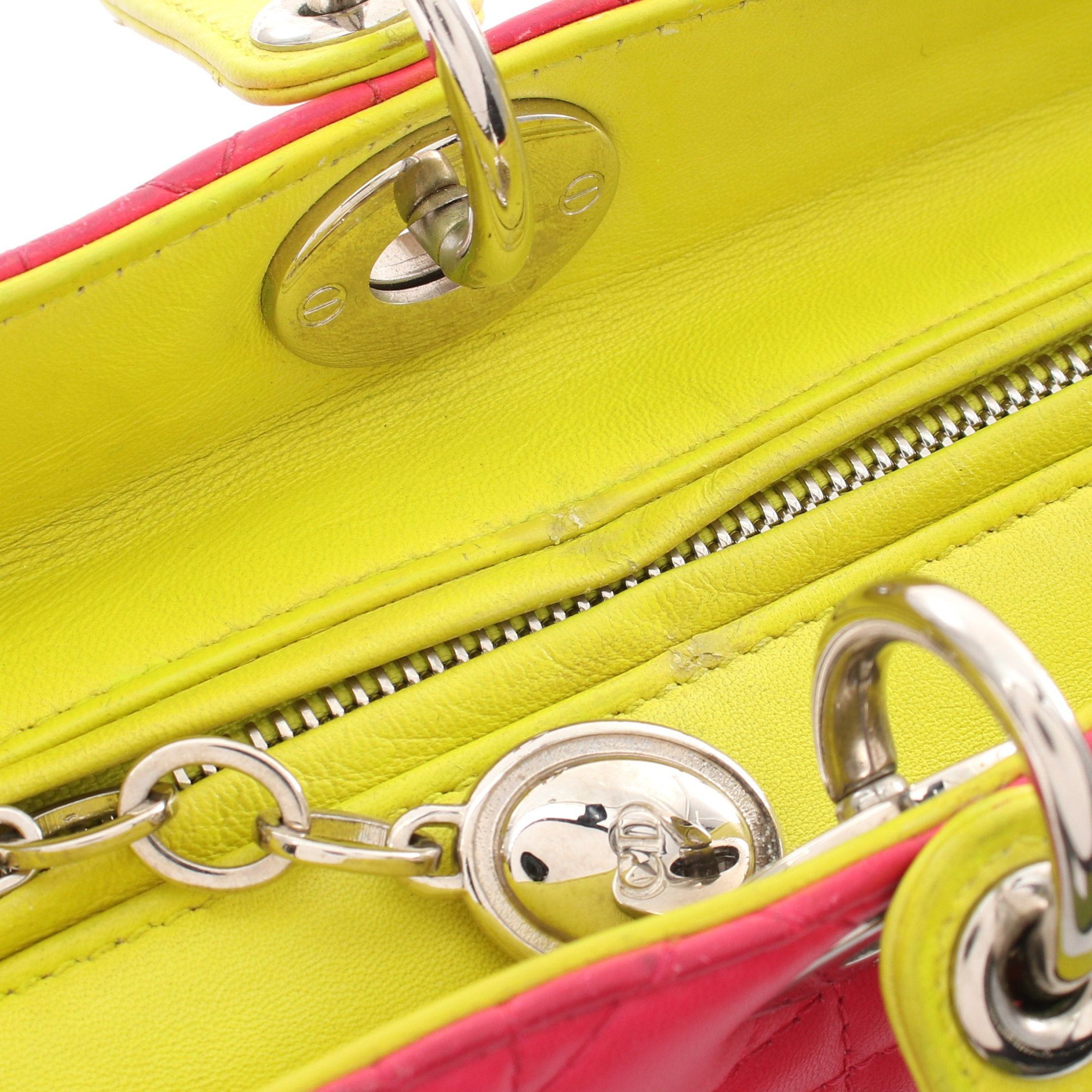 Dior Dior Lady Dior Large Canage Handbag Leather Pink Purple Yellow Blue Size ONE SIZE - 5 Thumbnail