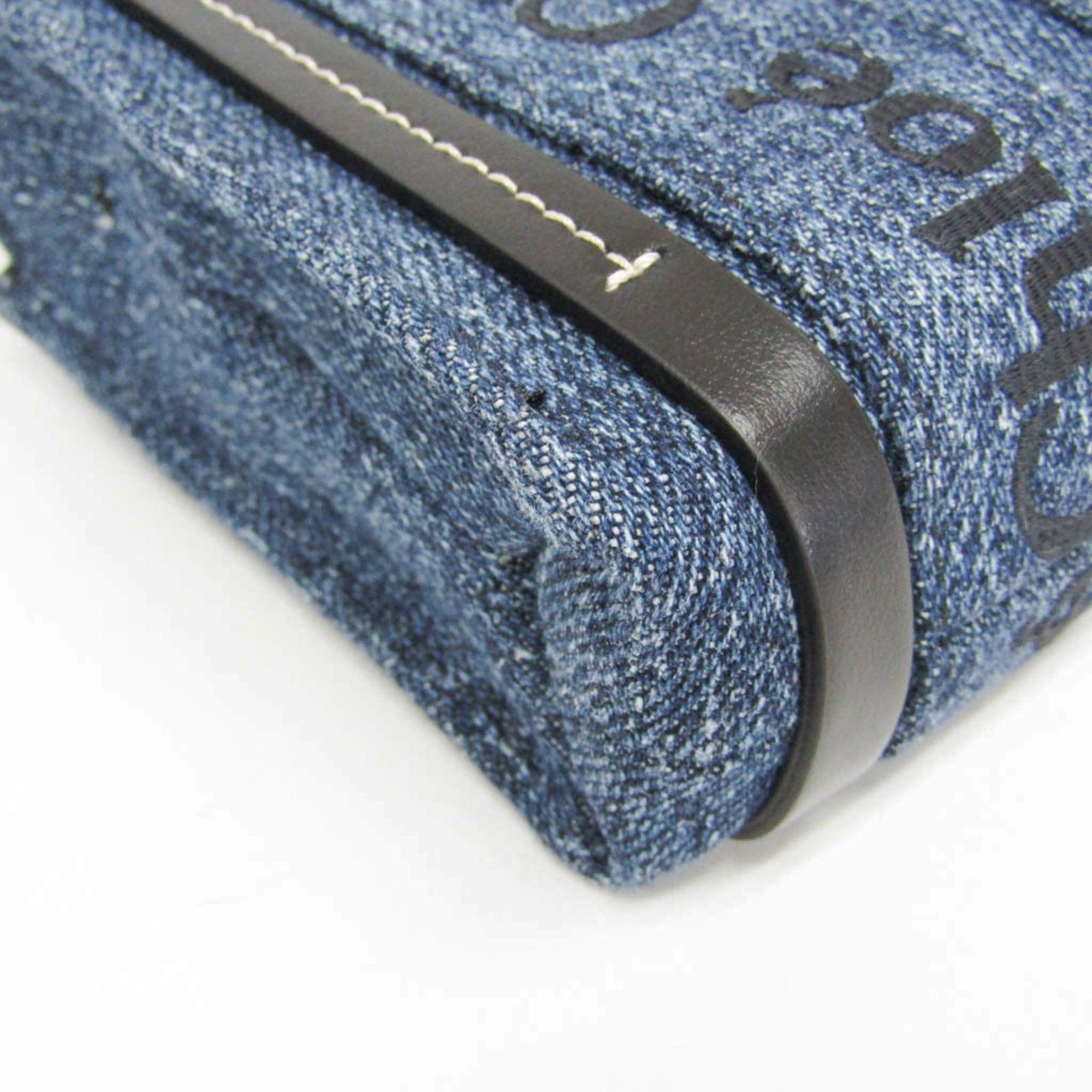 Chloe Chloé Woody Nano CHC23UP235K3545D Women's Denim,Leather Handbag,Shoulder Bag Black,Blue Size ONE SIZE - 5 Thumbnail