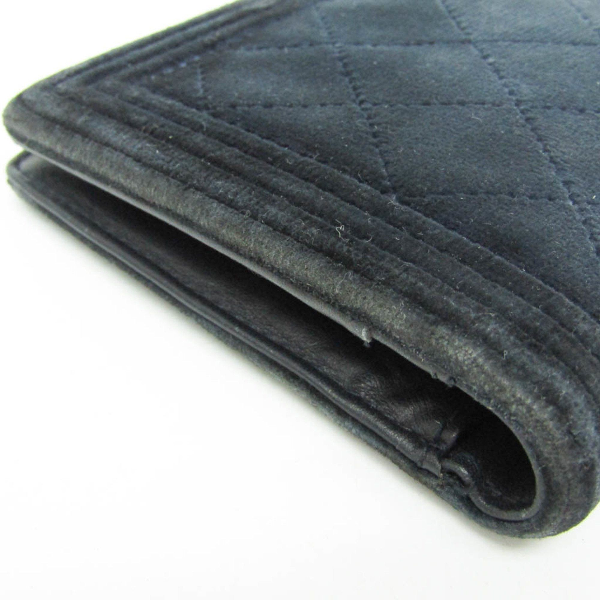 Chanel Chanel Boy Chanel A80285 Women's Velour Long Wallet (bi-fold) Dark Navy Size ONE SIZE - 6 Thumbnail