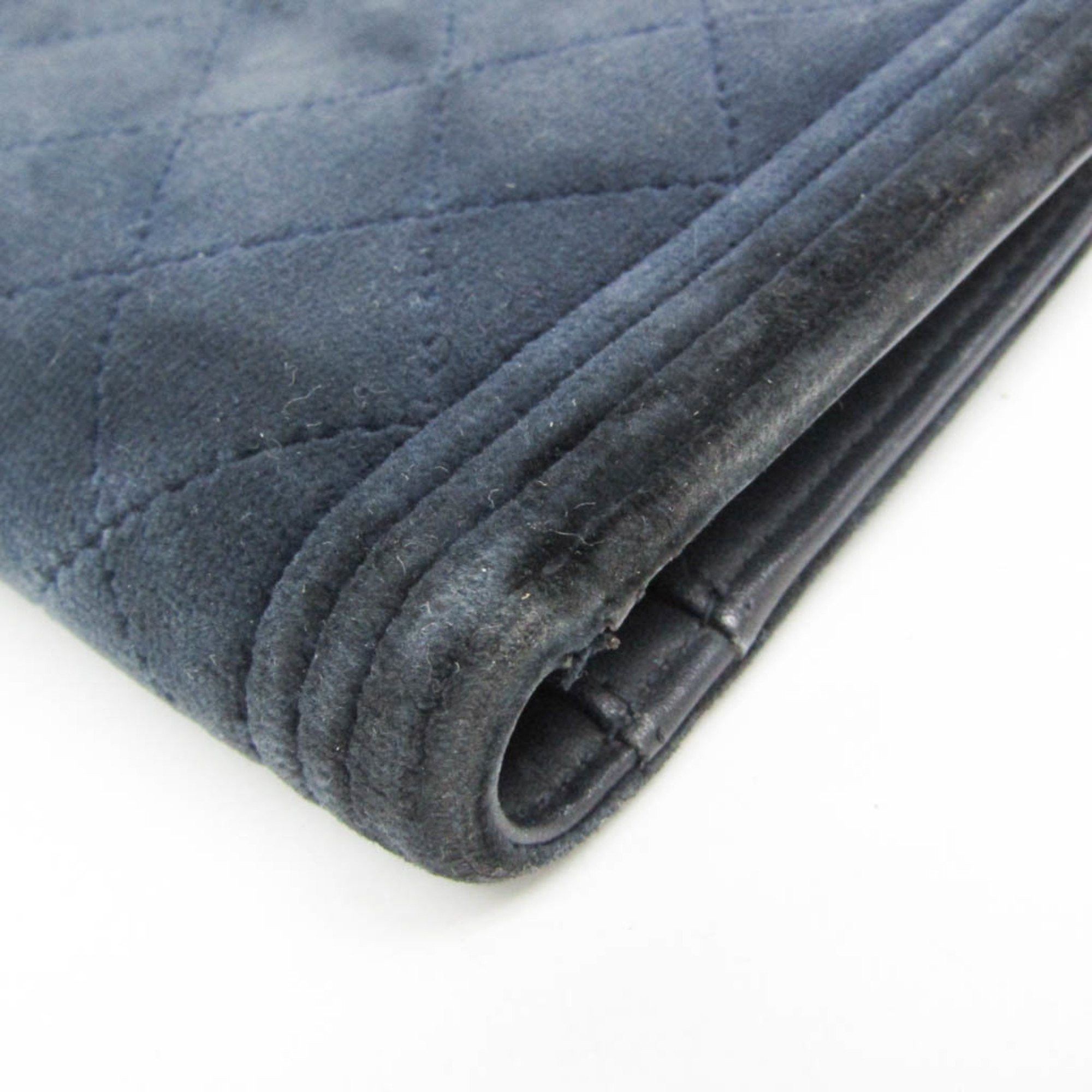Chanel Chanel Boy Chanel A80285 Women's Velour Long Wallet (bi-fold) Dark Navy Size ONE SIZE - 5 Thumbnail