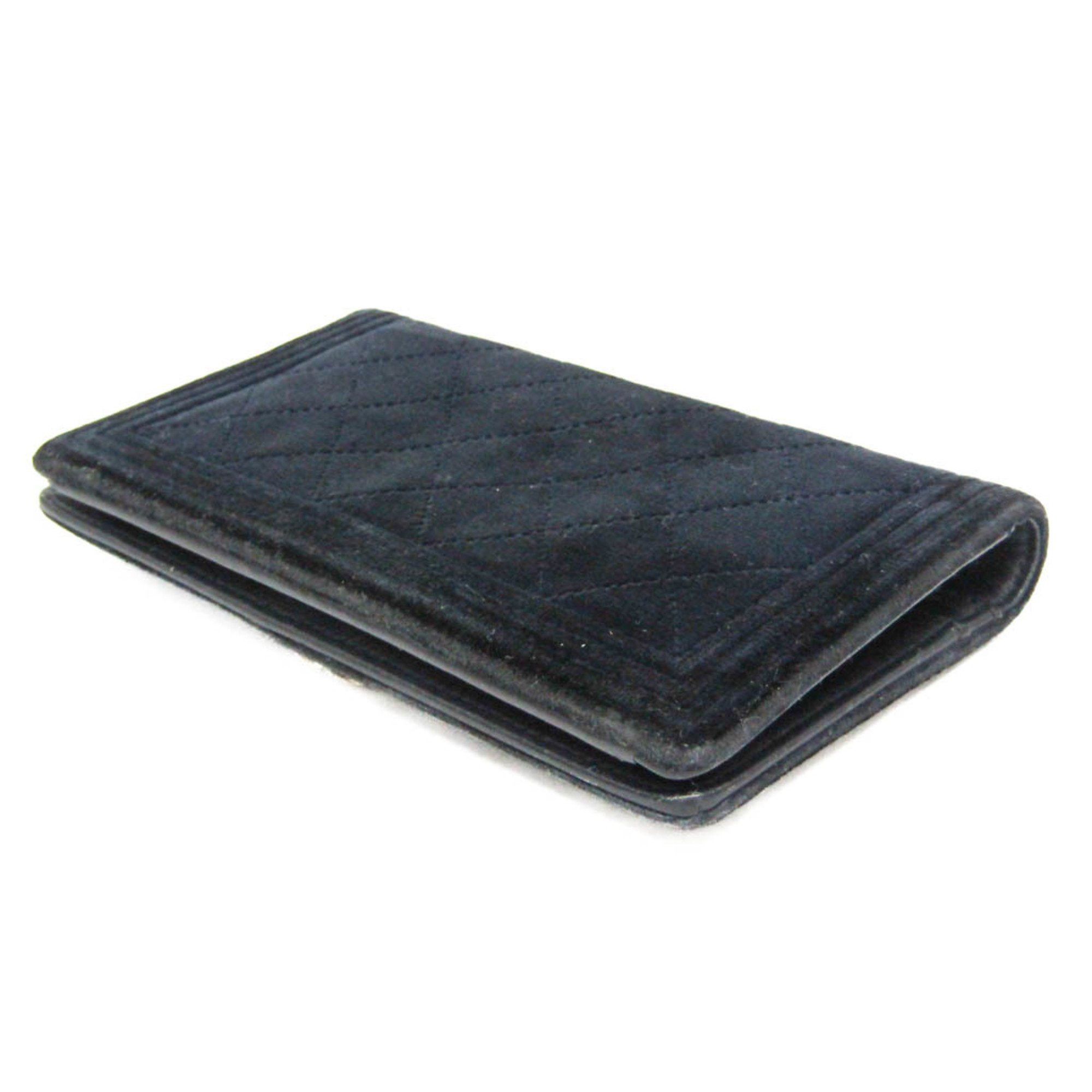 Chanel Chanel Boy Chanel A80285 Women's Velour Long Wallet (bi-fold) Dark Navy Size ONE SIZE - 2 Thumbnail