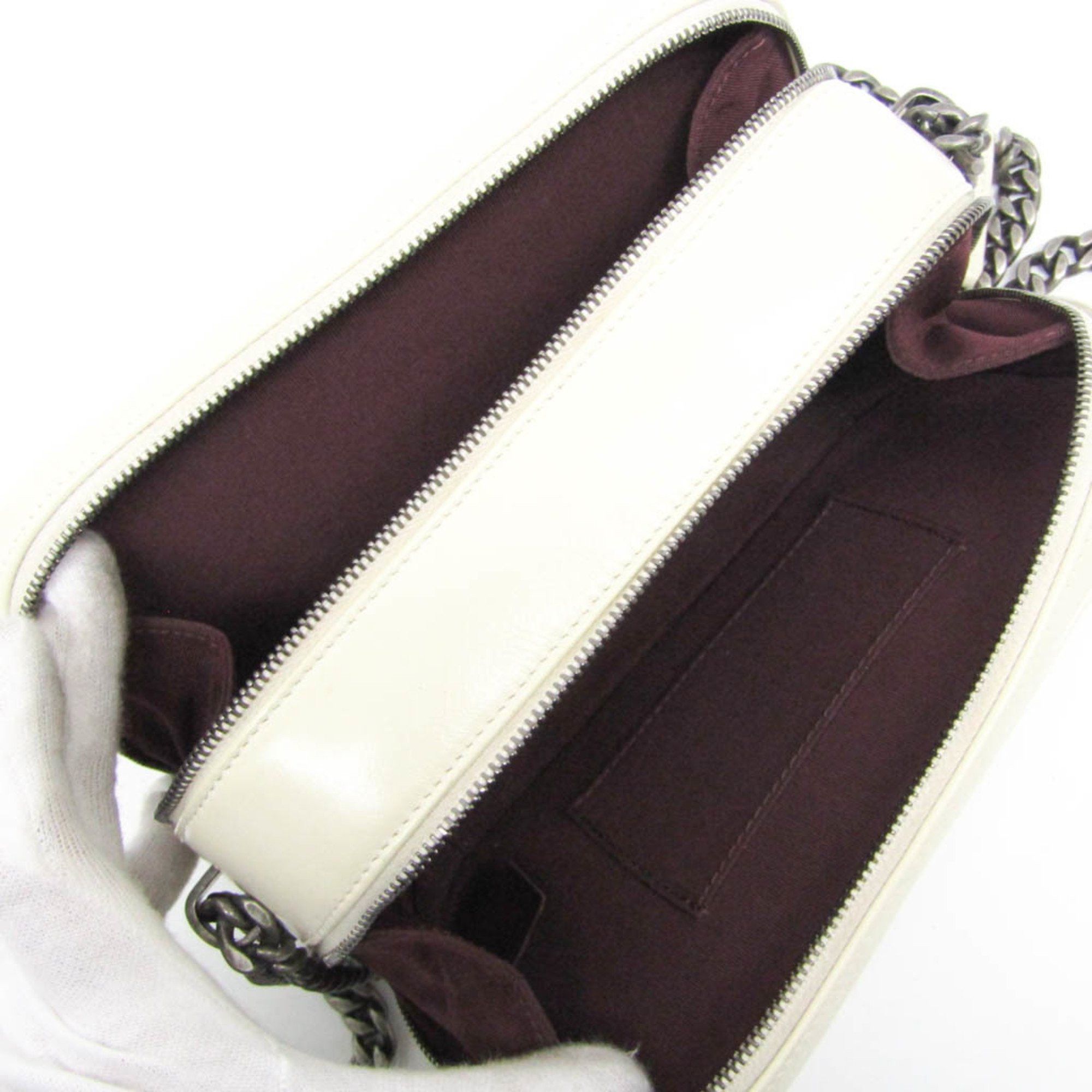 Chanel Chanel Boy Chanel Camera Bag A92656 Women's Leather Shoulder Bag Cream Size ONE SIZE - 3 Thumbnail