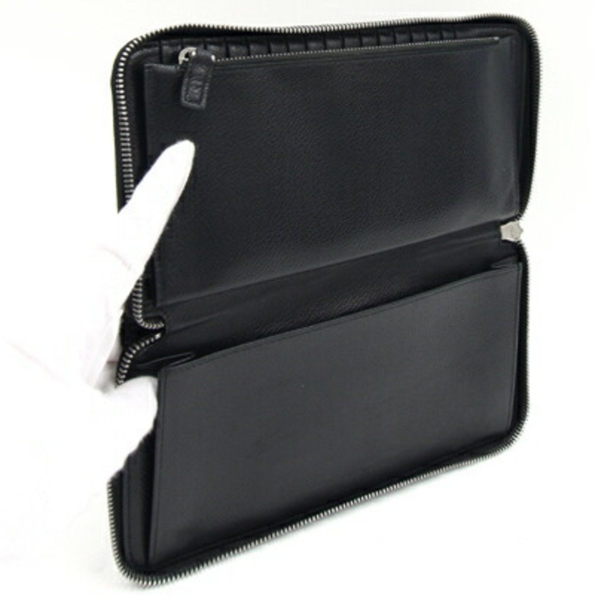 Prada Prada Round Long Wallet 2ML220 Black Leather Zip Men's PRADA Size ONE SIZE - 4 Thumbnail