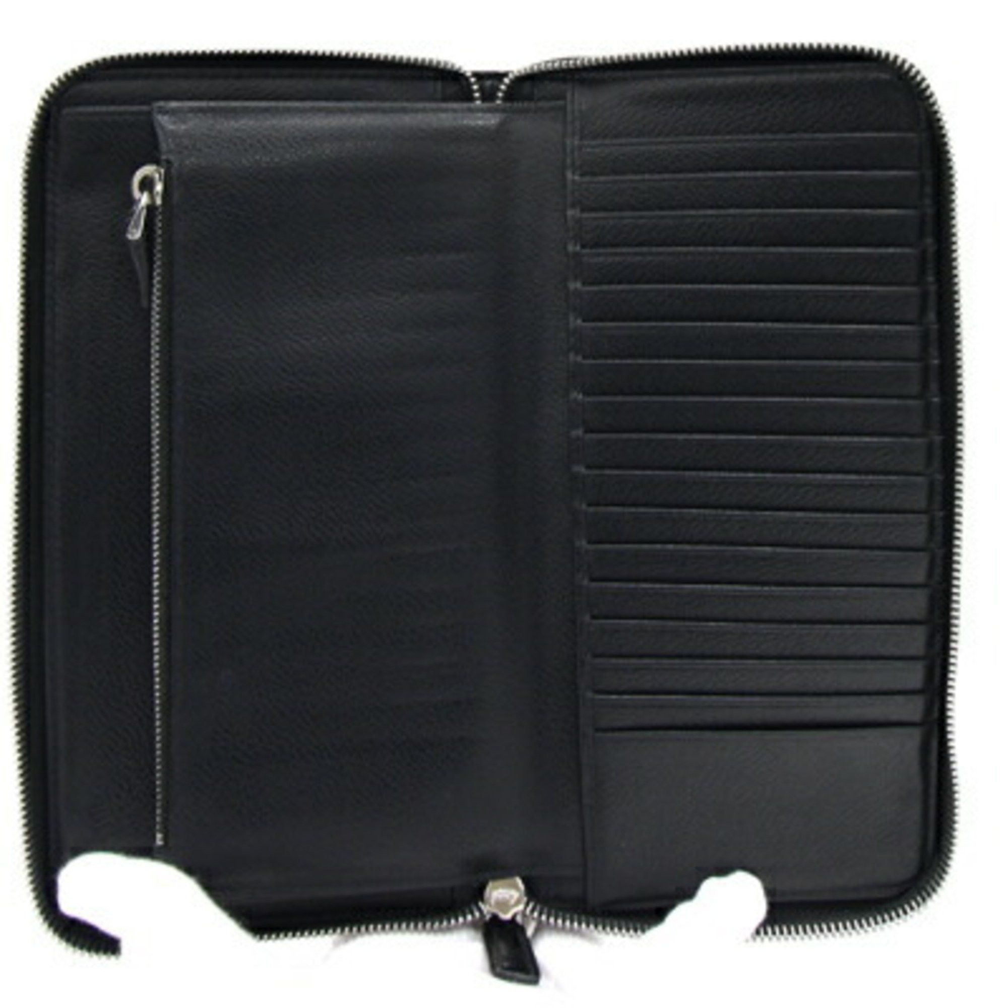 Prada Prada Round Long Wallet 2ML220 Black Leather Zip Men's PRADA Size ONE SIZE - 3 Thumbnail