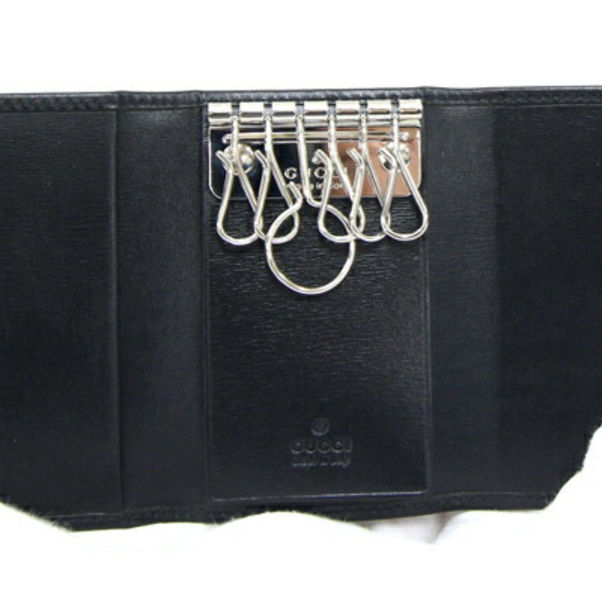 Gucci Gucci 6-Key Case Interlocking G 115225 Black Leather Key Ring Men's GUCCI Size ONE SIZE - 3 Thumbnail