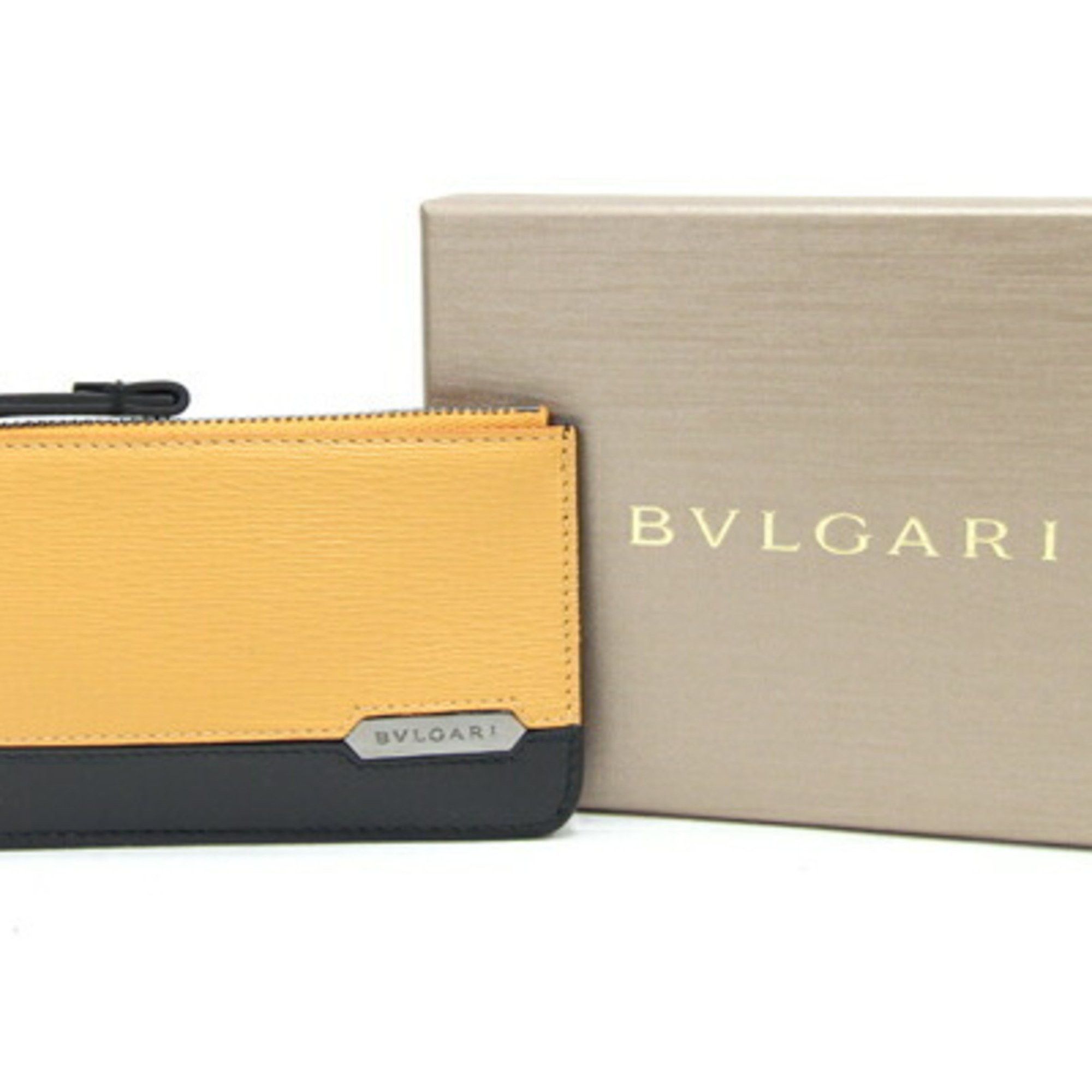 Bvlgari BVLGARI Coin Case 282777 Bright Yellow Black Leather Purse Key Holder Men's Size ONE SIZE - 7 Thumbnail