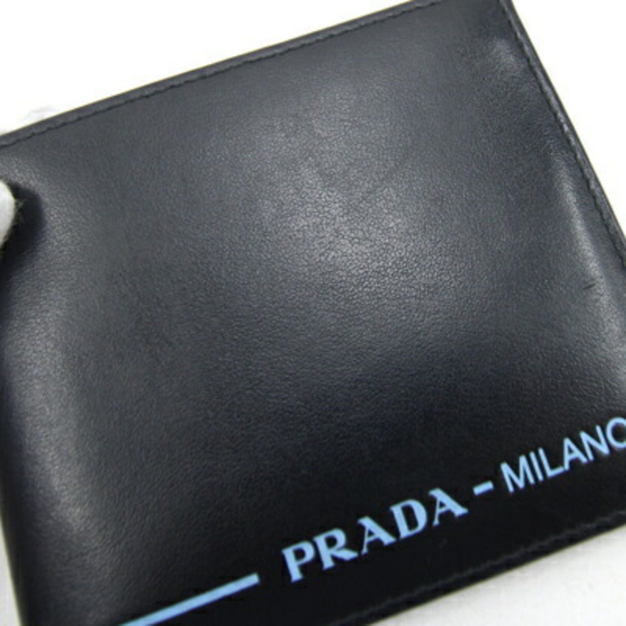 Prada PRADA Bi-fold Billfold Black Leather Compact Wallet Men's Size ONE SIZE - 6 Thumbnail