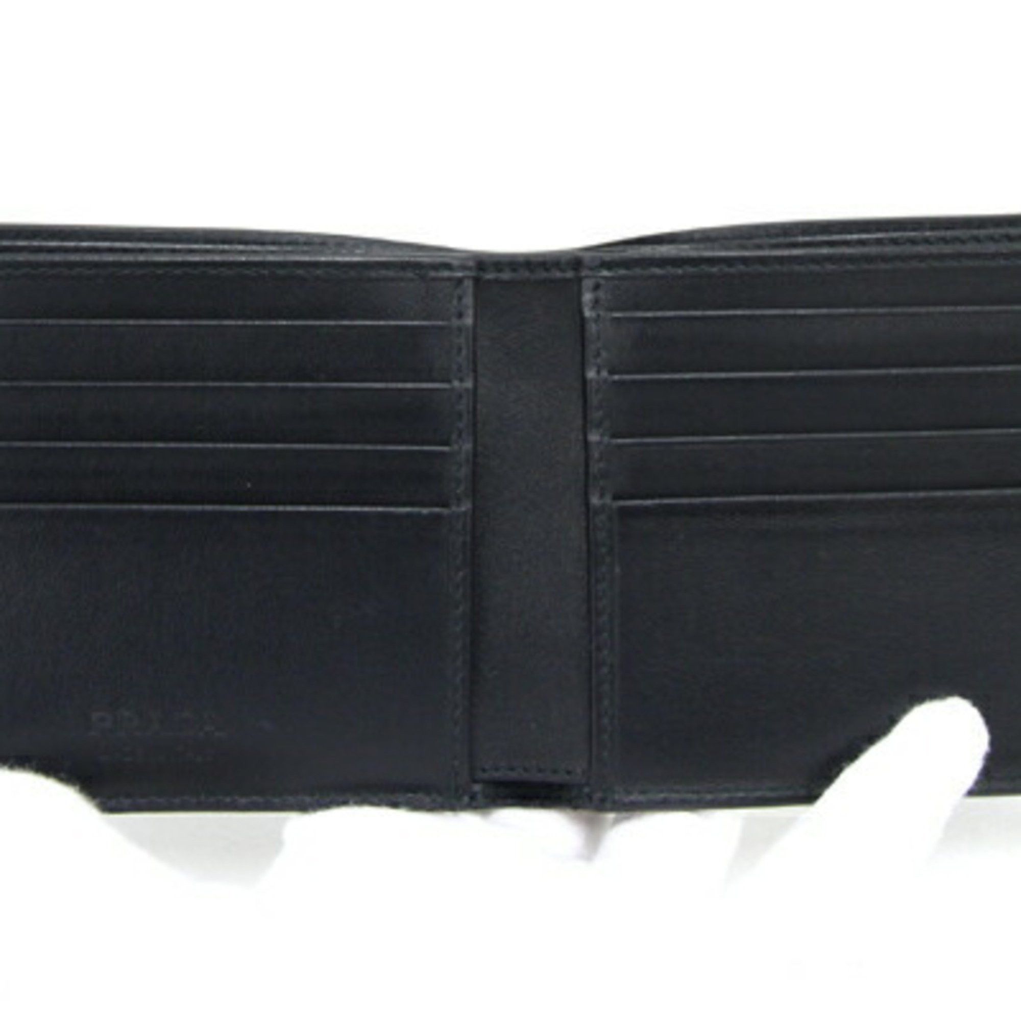 Prada PRADA Bi-fold Billfold Black Leather Compact Wallet Men's Size ONE SIZE - 4 Thumbnail