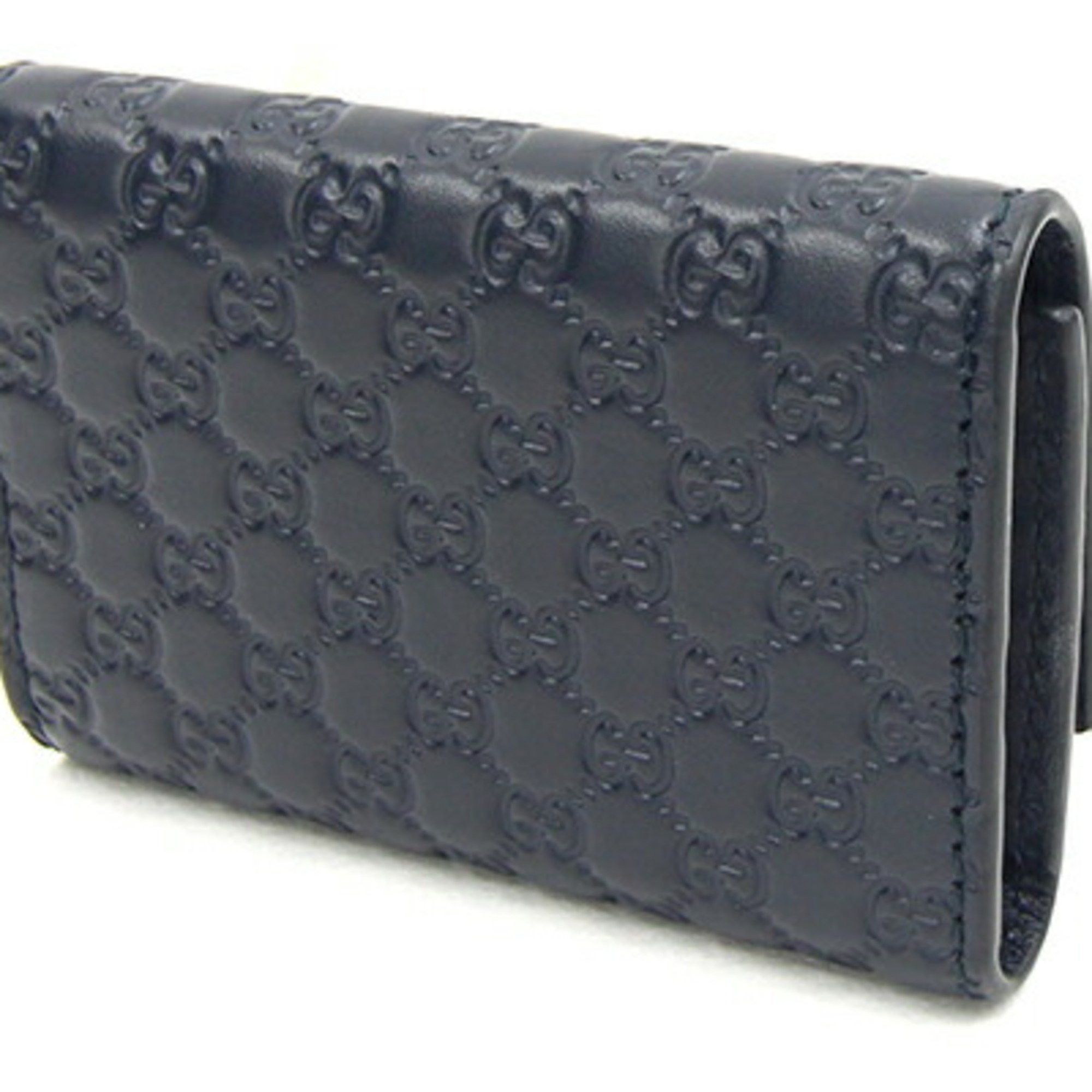 Gucci Gucci 6-Key Case Micro Guccissima 150402 Navy Leather Key Ring Keys Men's GUCCI Size ONE SIZE - 2 Thumbnail