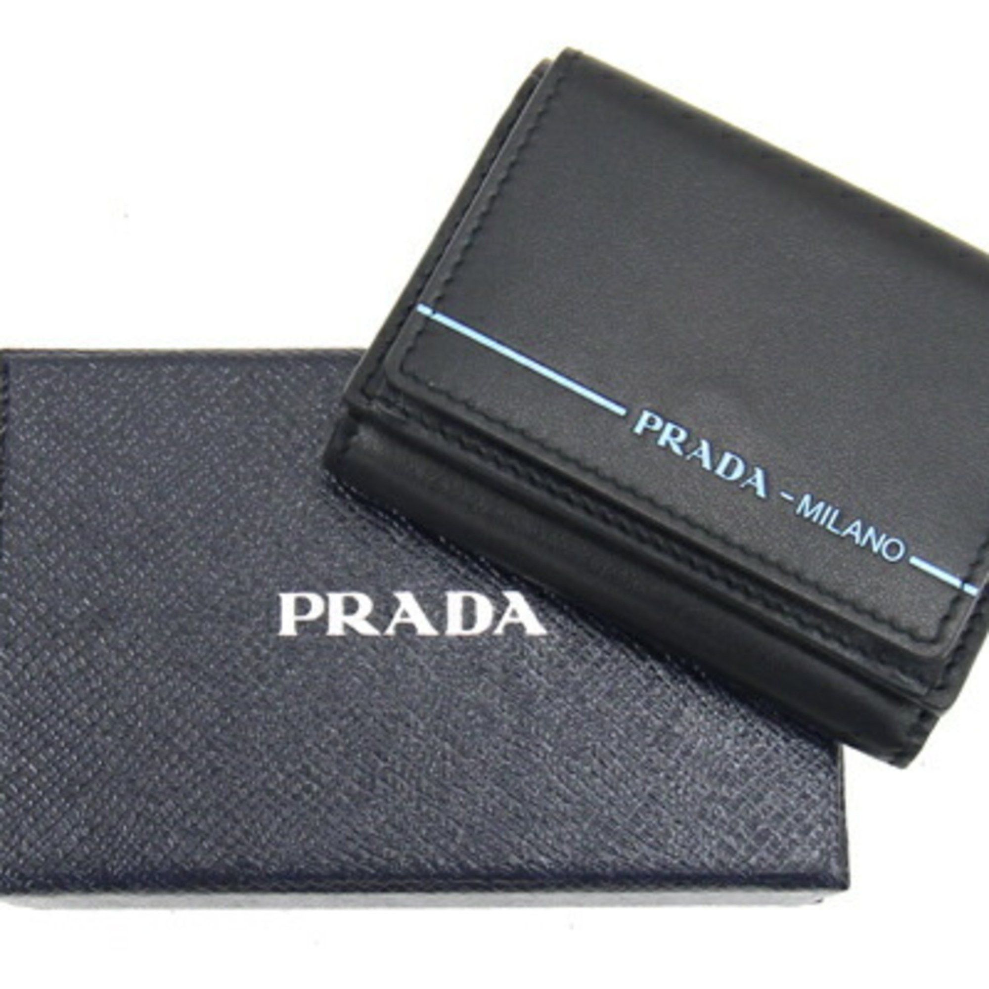 Prada Prada Tri-fold Wallet 2MH021 Black Leather Compact Men's PRADA Size ONE SIZE - 7 Thumbnail