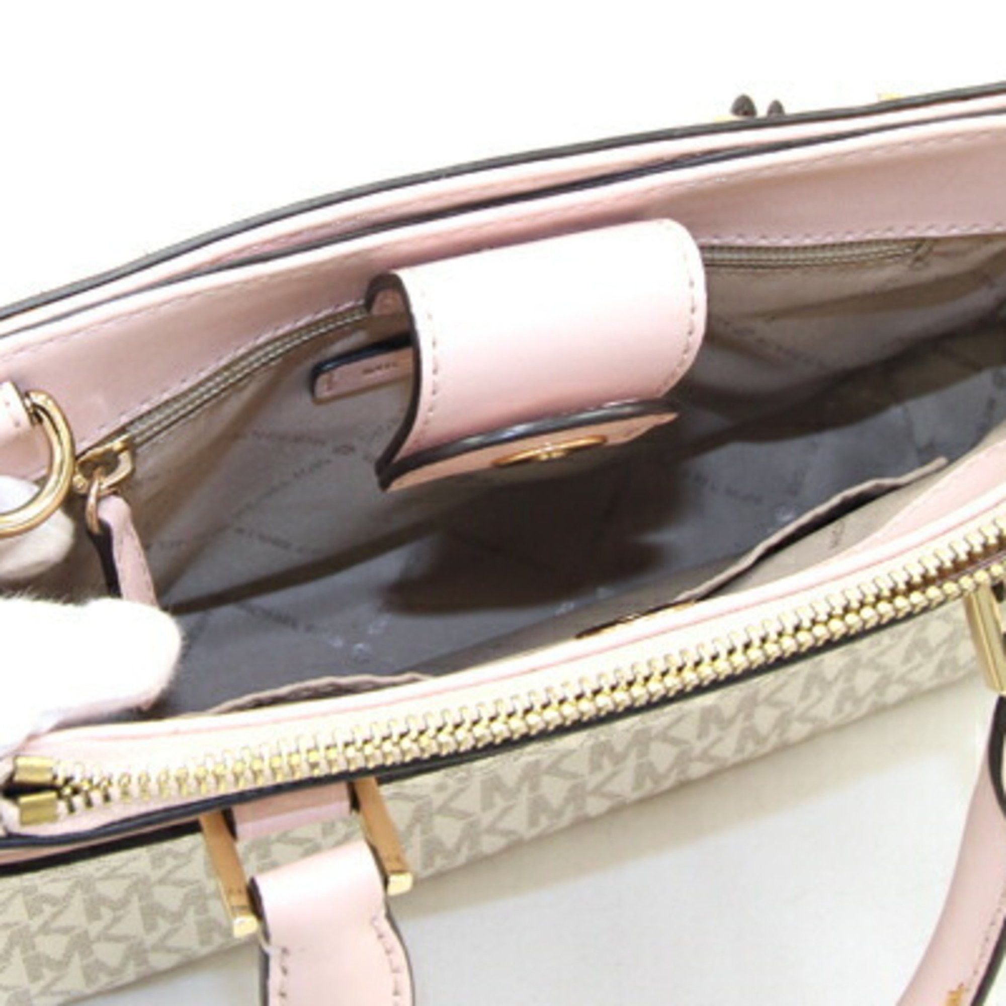 Michael Kors Michael Kors Handbag 35F9GAKS1B Off-White Light Pink PVC Leather Shoulder Bag for Women MICHAEL KORS Size ONE SIZE - 3 Thumbnail