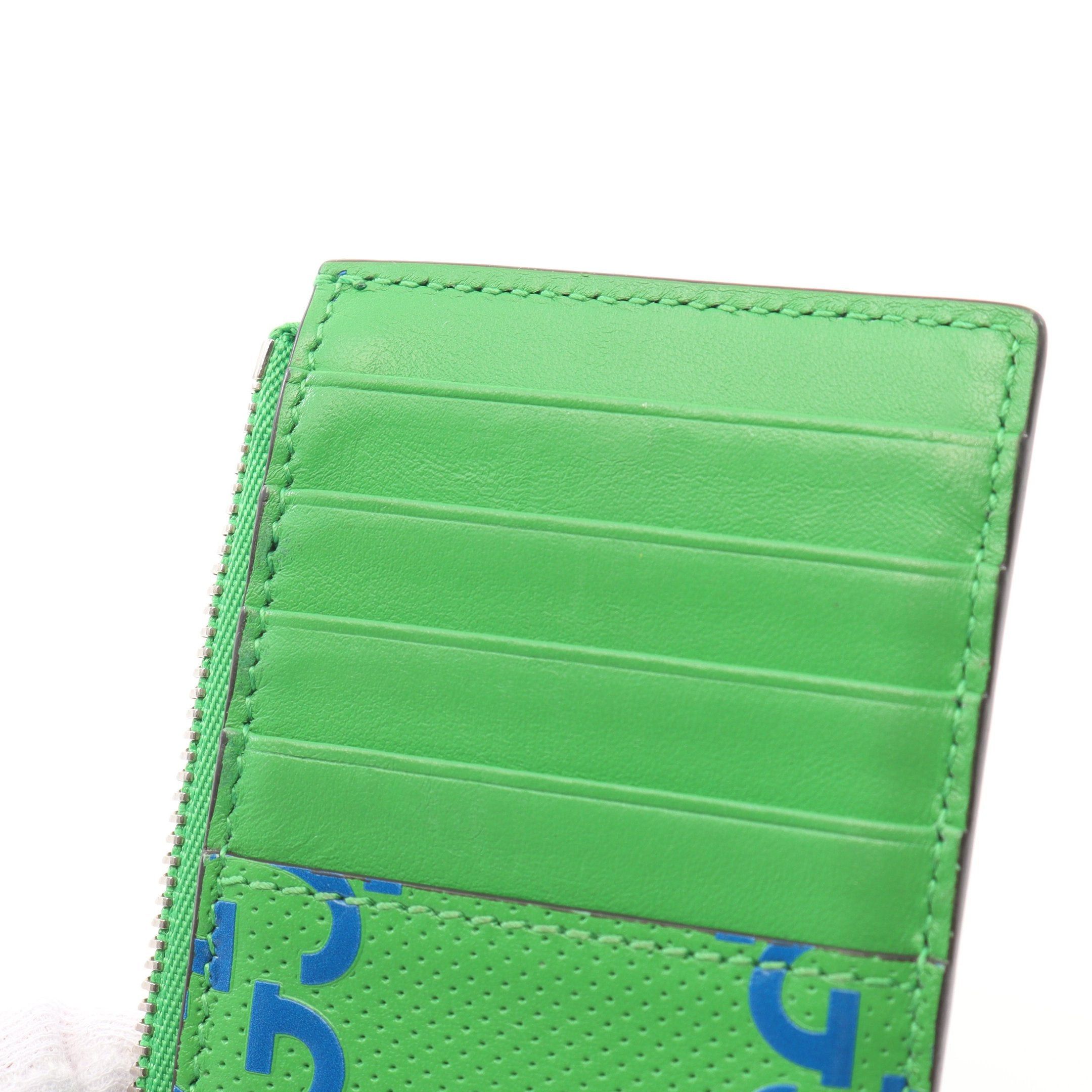 Gucci Gucci Gg Embossed Card Case Coin Purse Leather Green Blue Size ONE SIZE - 7 Thumbnail