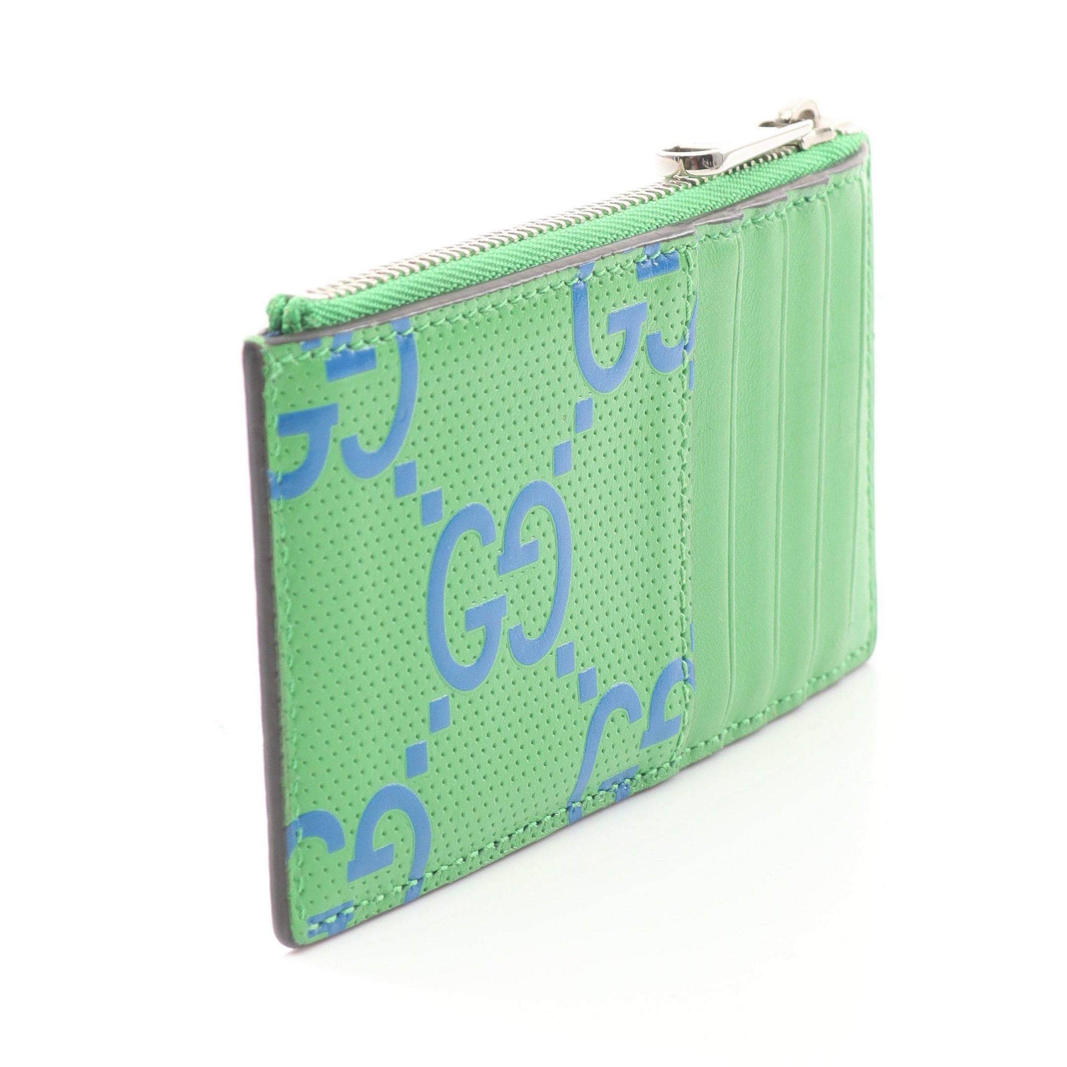 Gucci Gucci Gg Embossed Card Case Coin Purse Leather Green Blue Size ONE SIZE - 2 Thumbnail