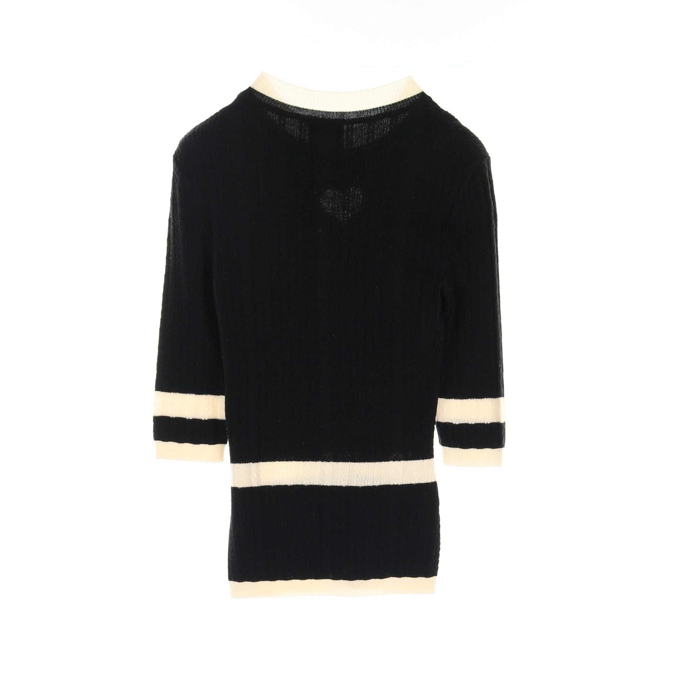 Chanel Chanel Knit Crew Neck Heart Wool Black Ivory Size ONE SIZE - 2 Thumbnail