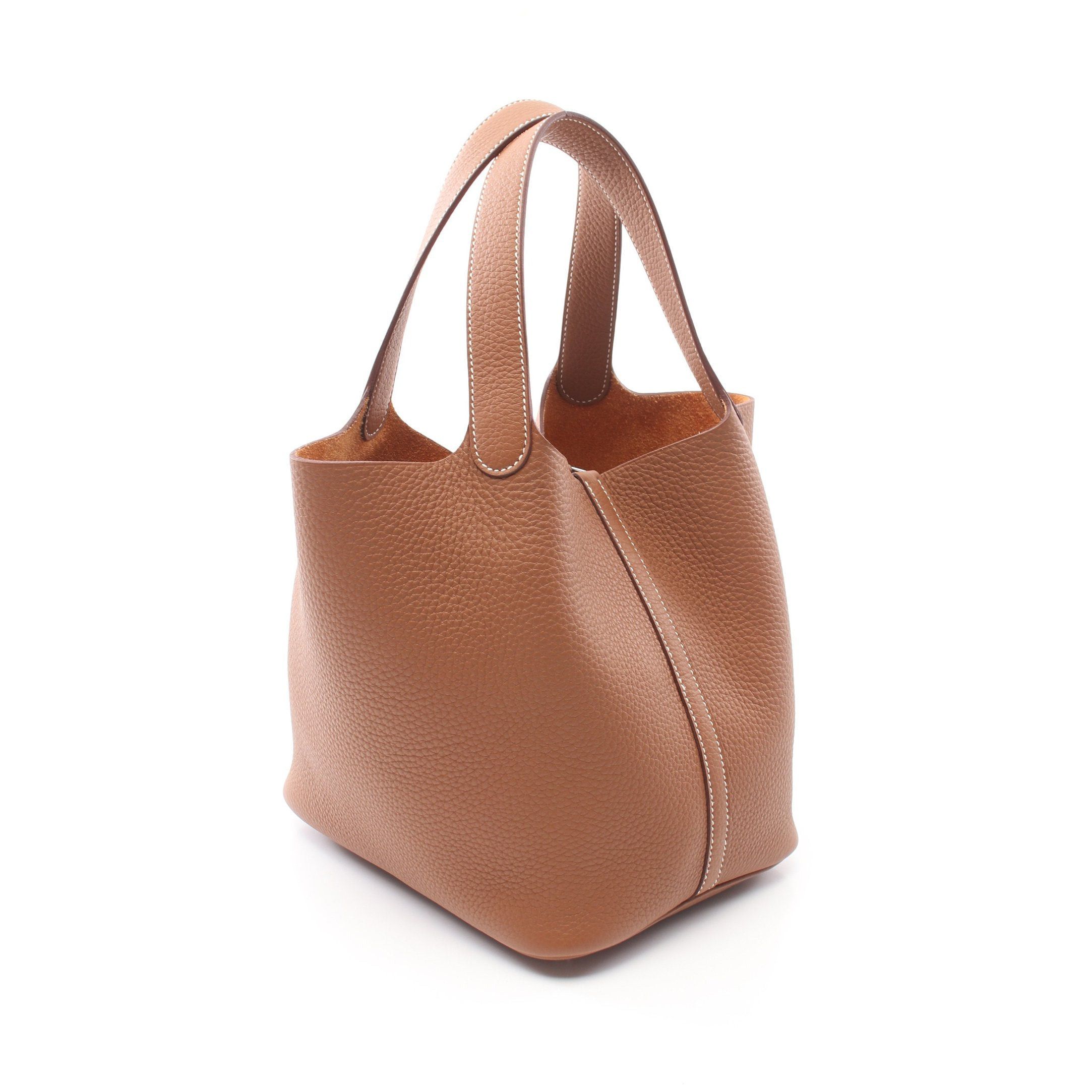Hermes Hermes Picotane Lock Mm Gold Handbag Clemence Leather Light Brown Silver Hardware Double Engraved Size ONE SIZE - 2 Thumbnail