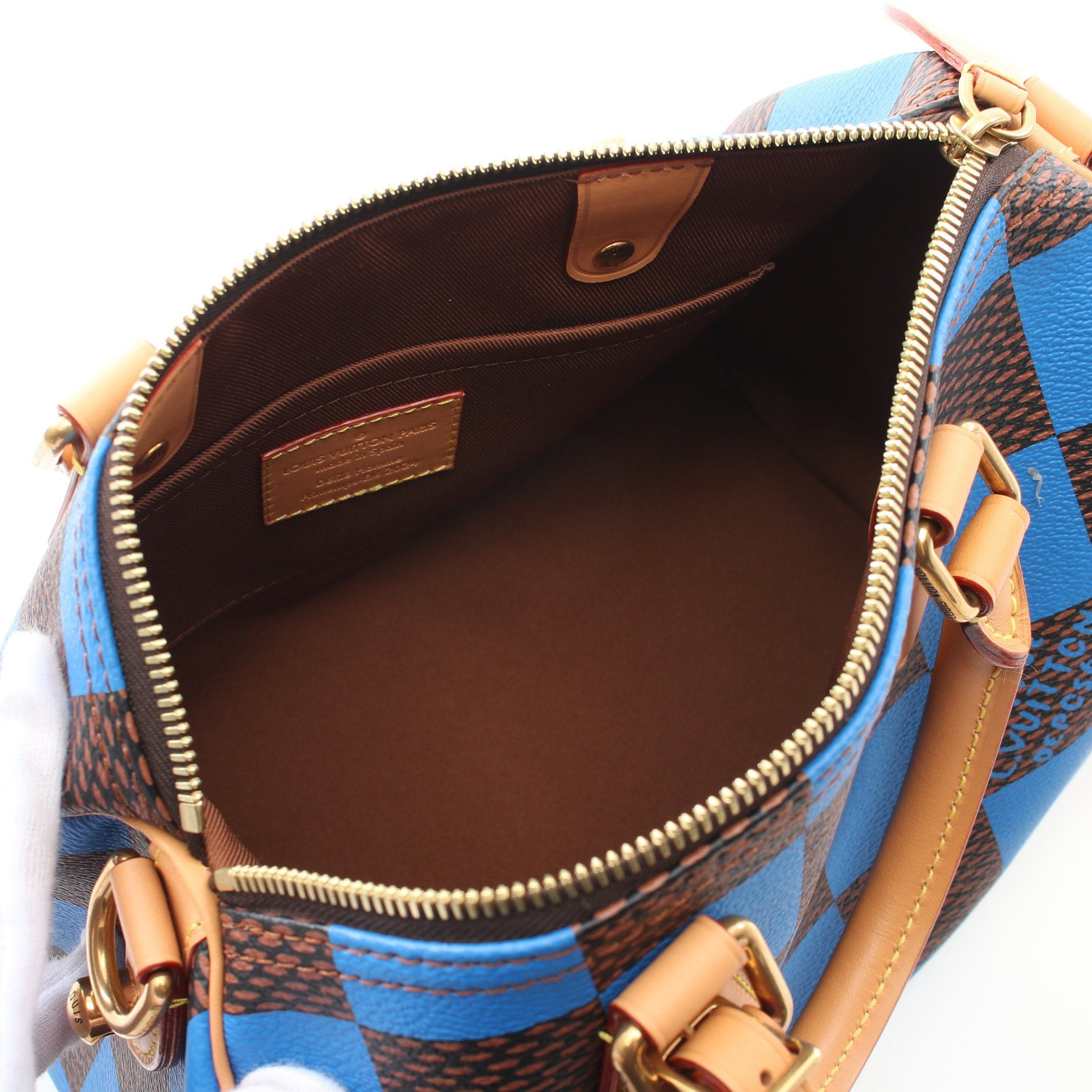 Louis Vuitton Louis Vuitton Speedy 25 Damier Pop Handbag Leather Blue Brown Size ONE SIZE - 3 Thumbnail