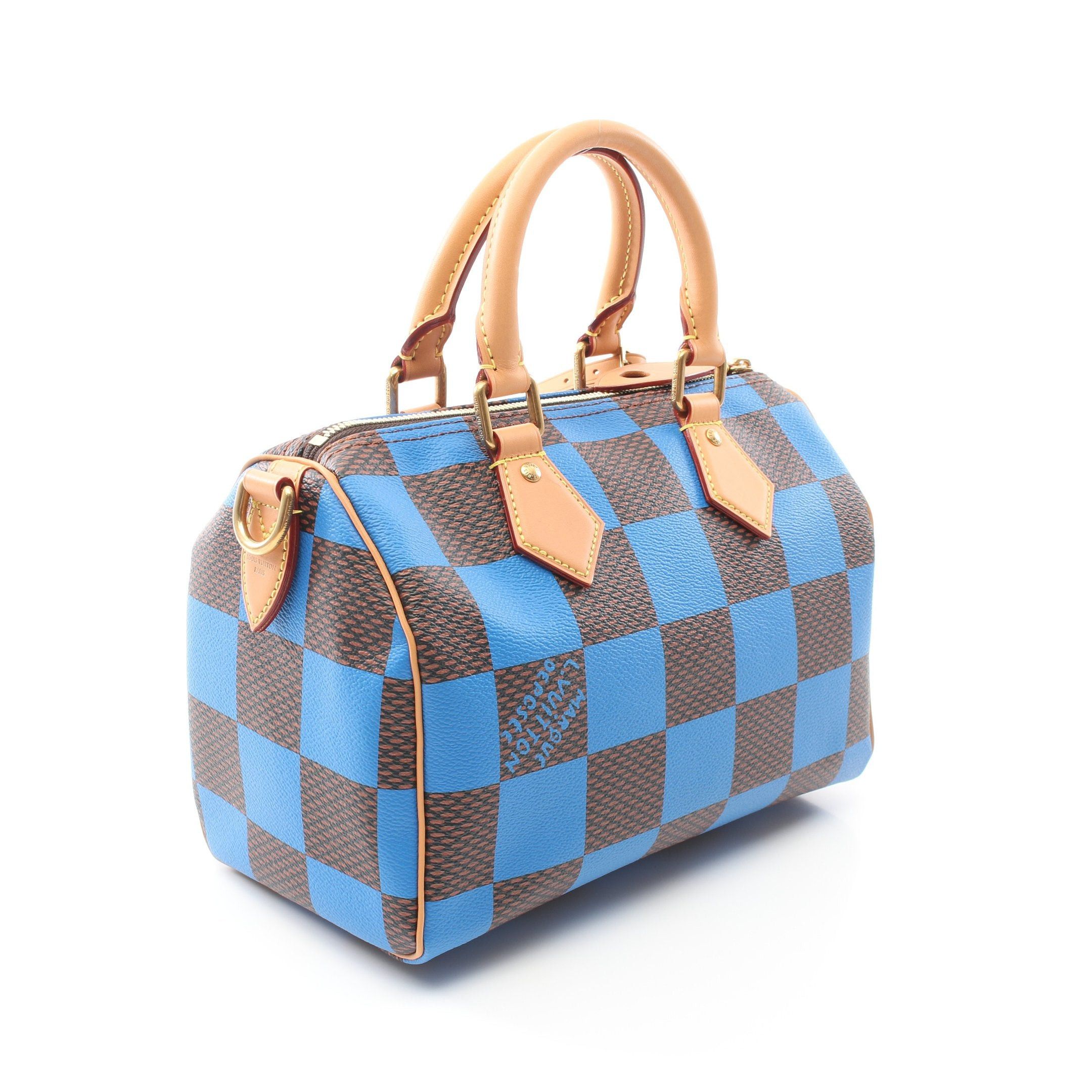 Louis Vuitton Louis Vuitton Speedy 25 Damier Pop Handbag Leather Blue Brown Size ONE SIZE - 2 Thumbnail