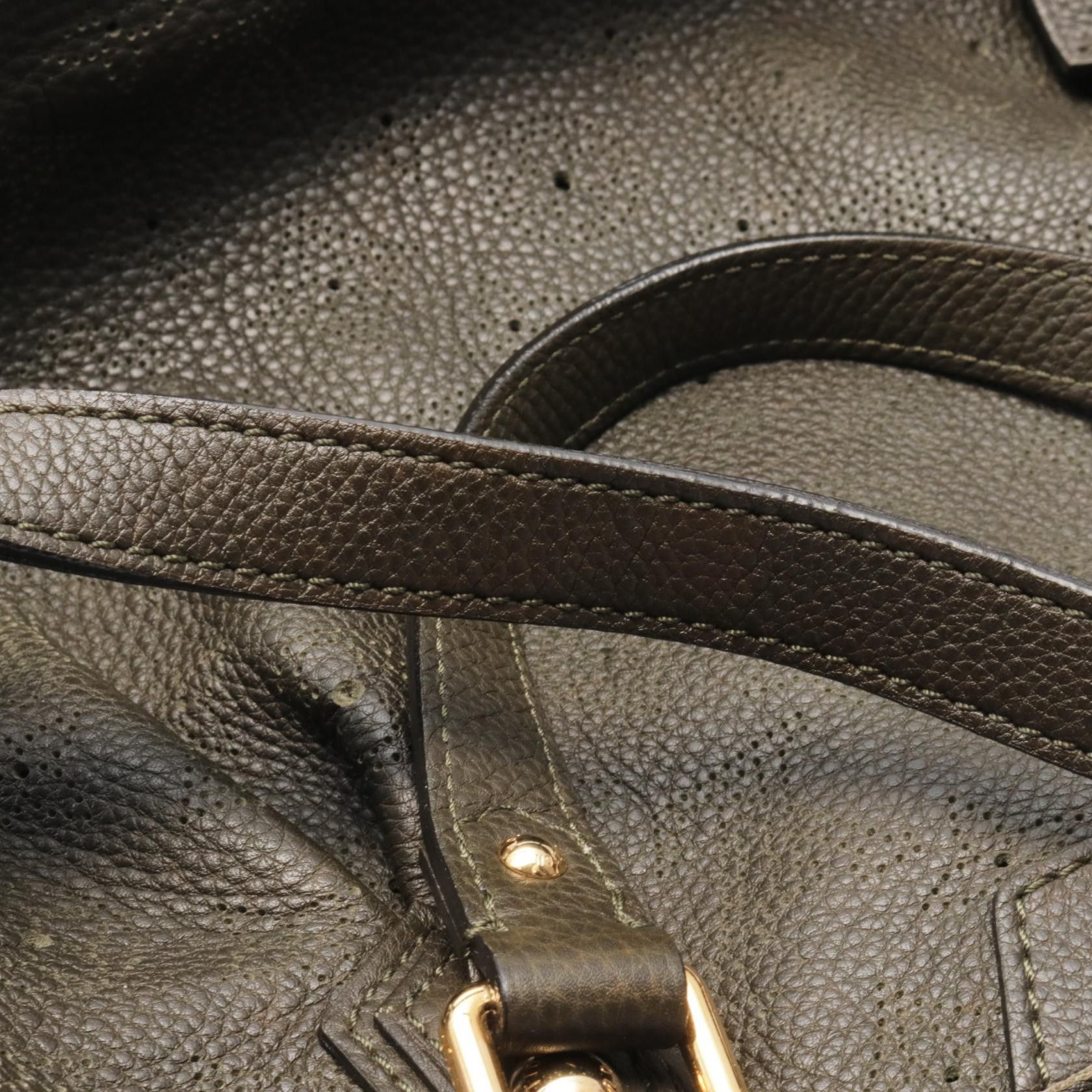 Louis Vuitton Louis Vuitton Stella Pm Mahina Emroad Handbag Leather Khaki Green Size ONE SIZE - 7 Thumbnail