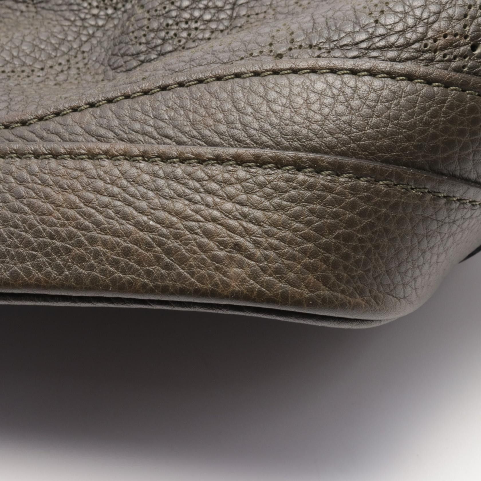 Louis Vuitton Louis Vuitton Stella Pm Mahina Emroad Handbag Leather Khaki Green Size ONE SIZE - 9 Thumbnail