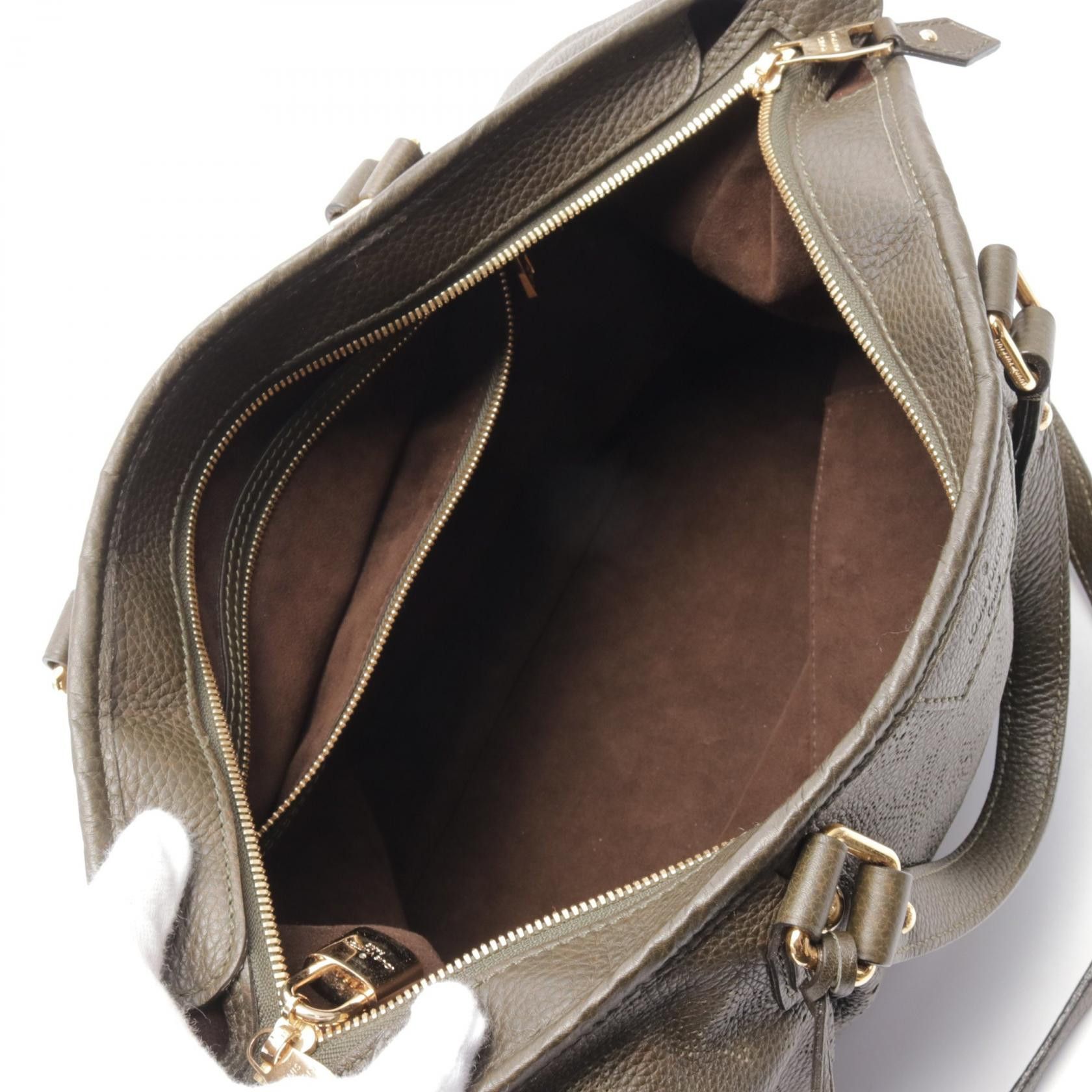 Louis Vuitton Louis Vuitton Stella Pm Mahina Emroad Handbag Leather Khaki Green Size ONE SIZE - 3 Thumbnail