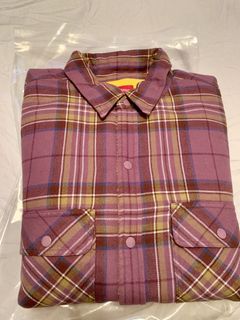 Supreme Supreme Pile Lined Plaid Flannel Shirt Dusty Purple | Grailed