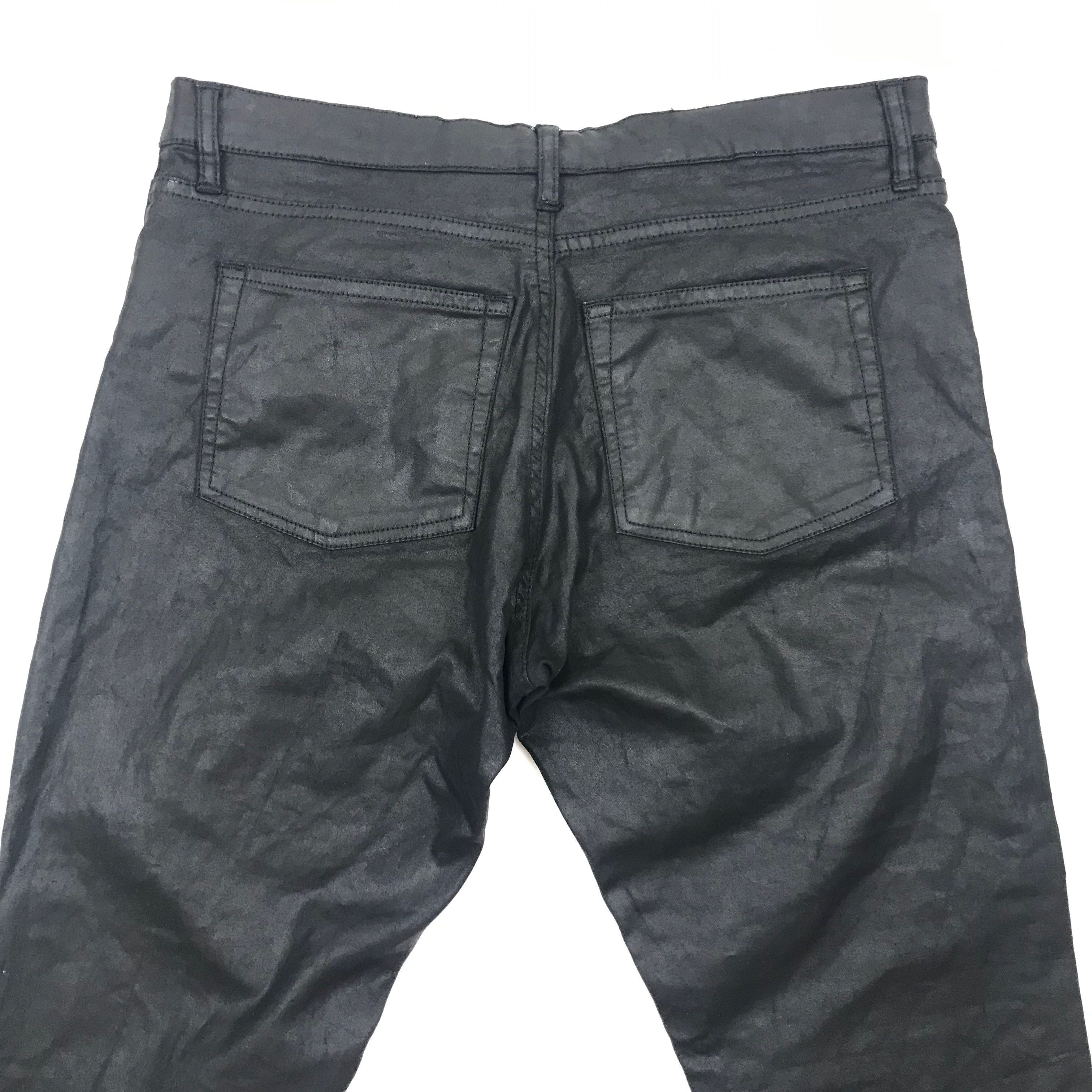 The Kooples The Kooples Men's Fit Cut Leather Effect Waxed Coated Jeans Size US 33 - 3 Thumbnail