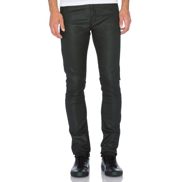 The Kooples The Kooples Men's Fit Cut Leather Effect Waxed Coated Jeans Size US 33 - 1 Thumbnail