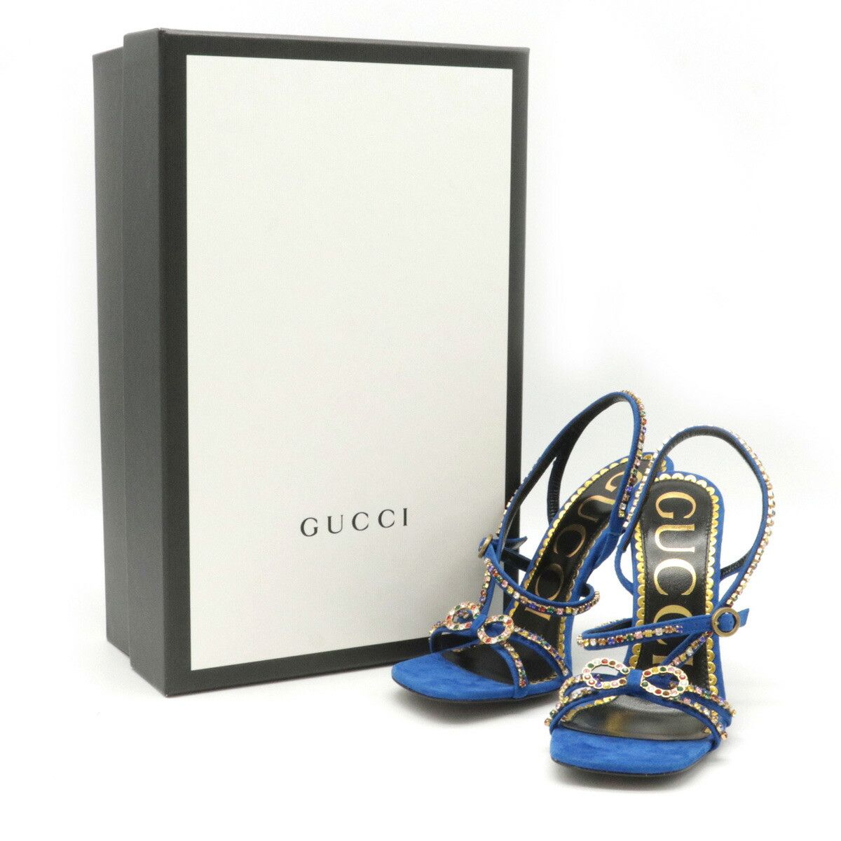 Gucci Gucci Gucci Suede Heart Sandal High Heel Sandals Blue Suede Shoes Size ONE SIZE - 6 Thumbnail