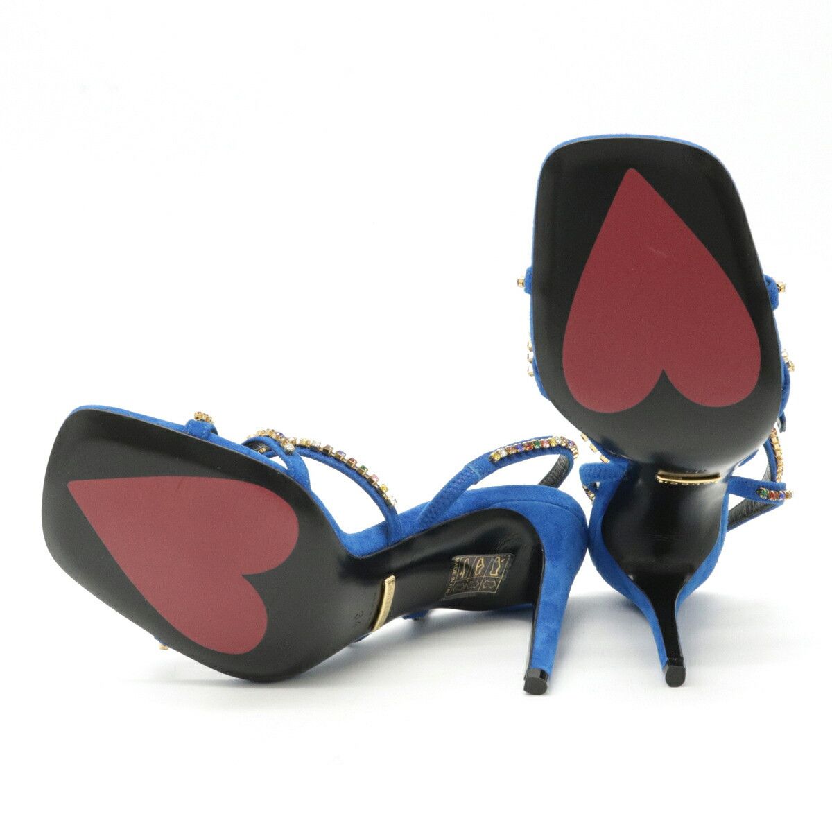 Gucci Gucci Gucci Suede Heart Sandal High Heel Sandals Blue Suede Shoes Size ONE SIZE - 4 Thumbnail