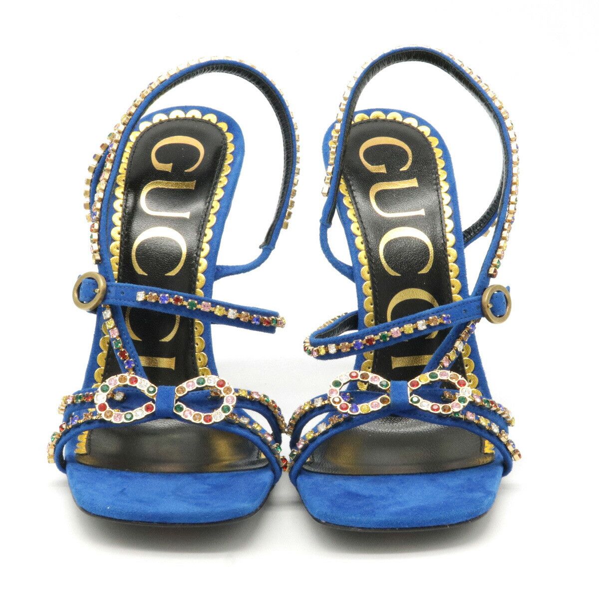 Gucci Gucci Gucci Suede Heart Sandal High Heel Sandals Blue Suede Shoes Size ONE SIZE - 3 Thumbnail