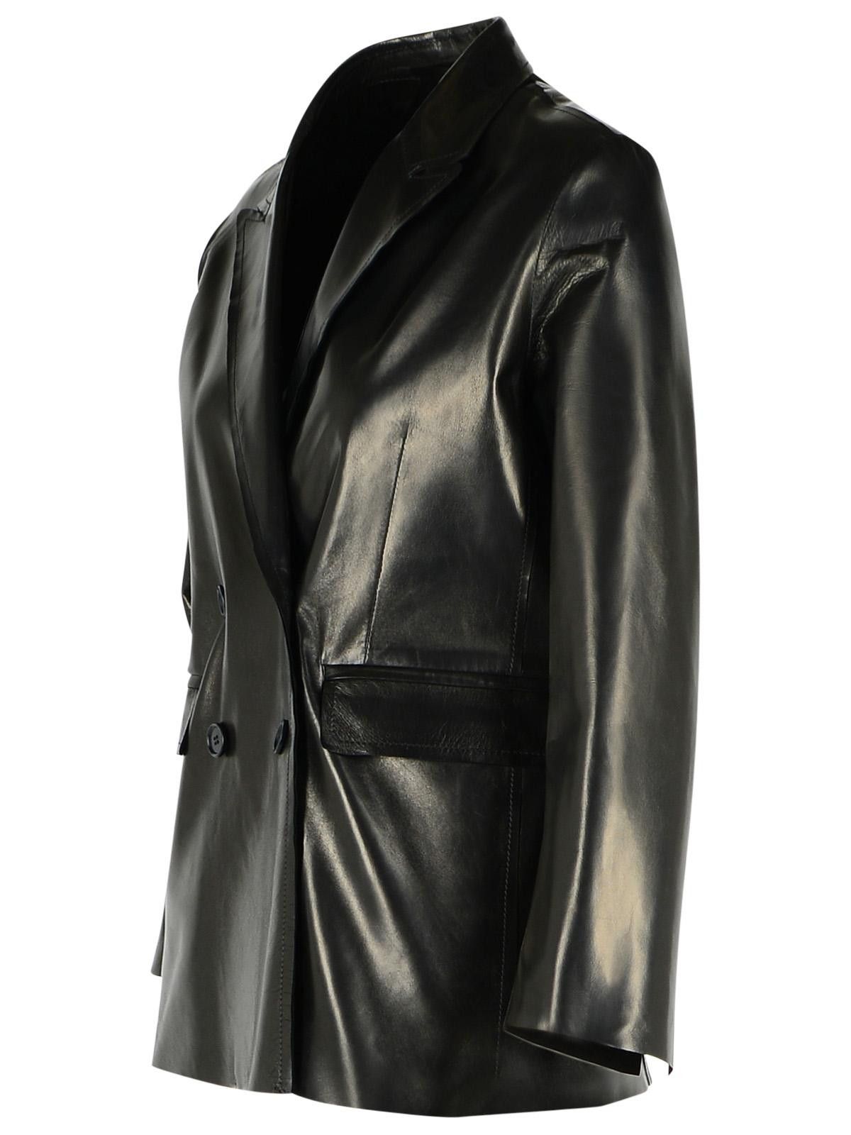 Salvatore Santoro SALVATORE SANTORO Black Leather Blazer Size M / US 6-8 / IT 42-44 - 2 Thumbnail