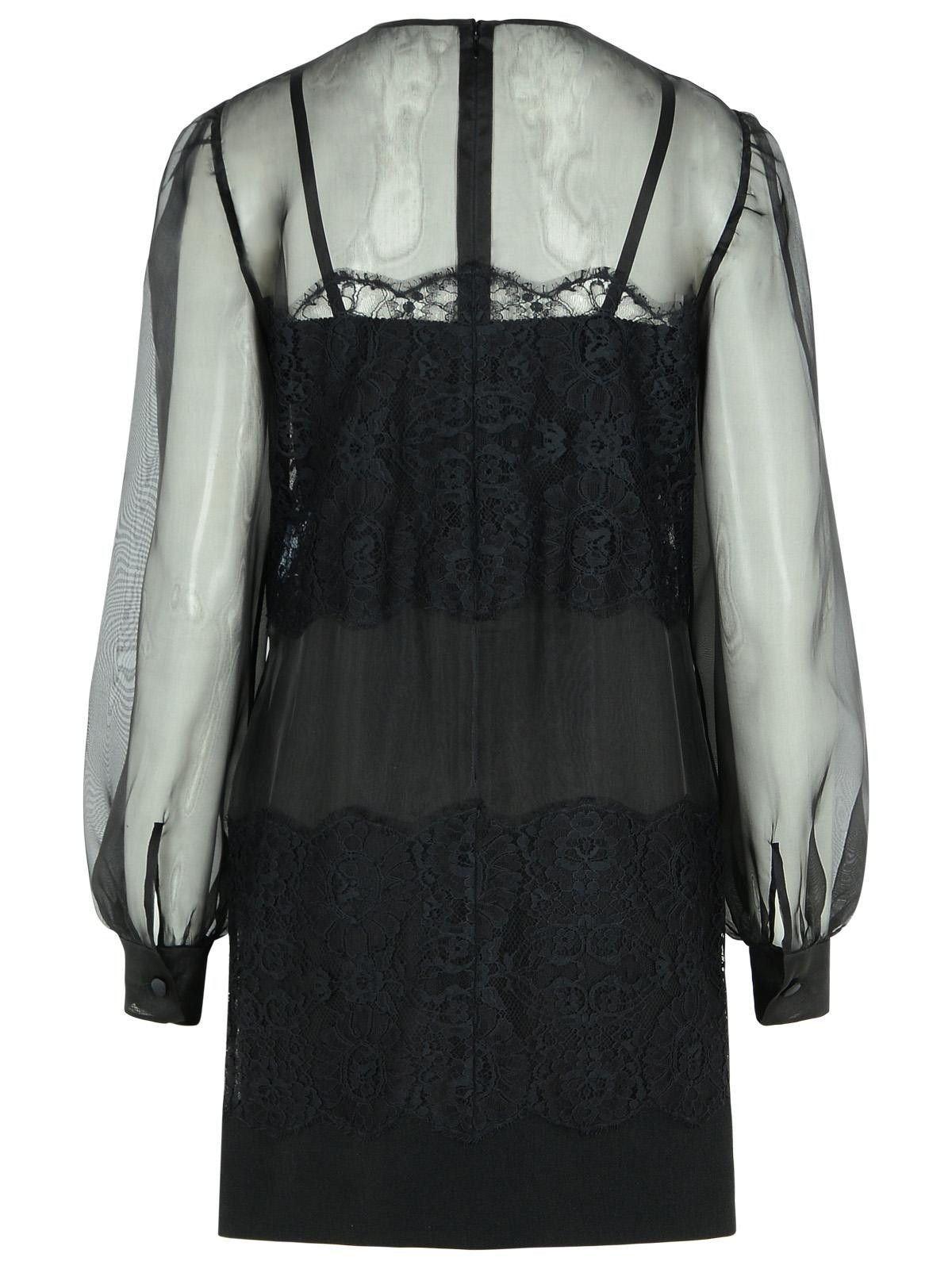 Dolce & Gabbana DOLCE & GABBANA Black Silk Organza Dress Size S / US 4 / IT 40 - 3 Thumbnail