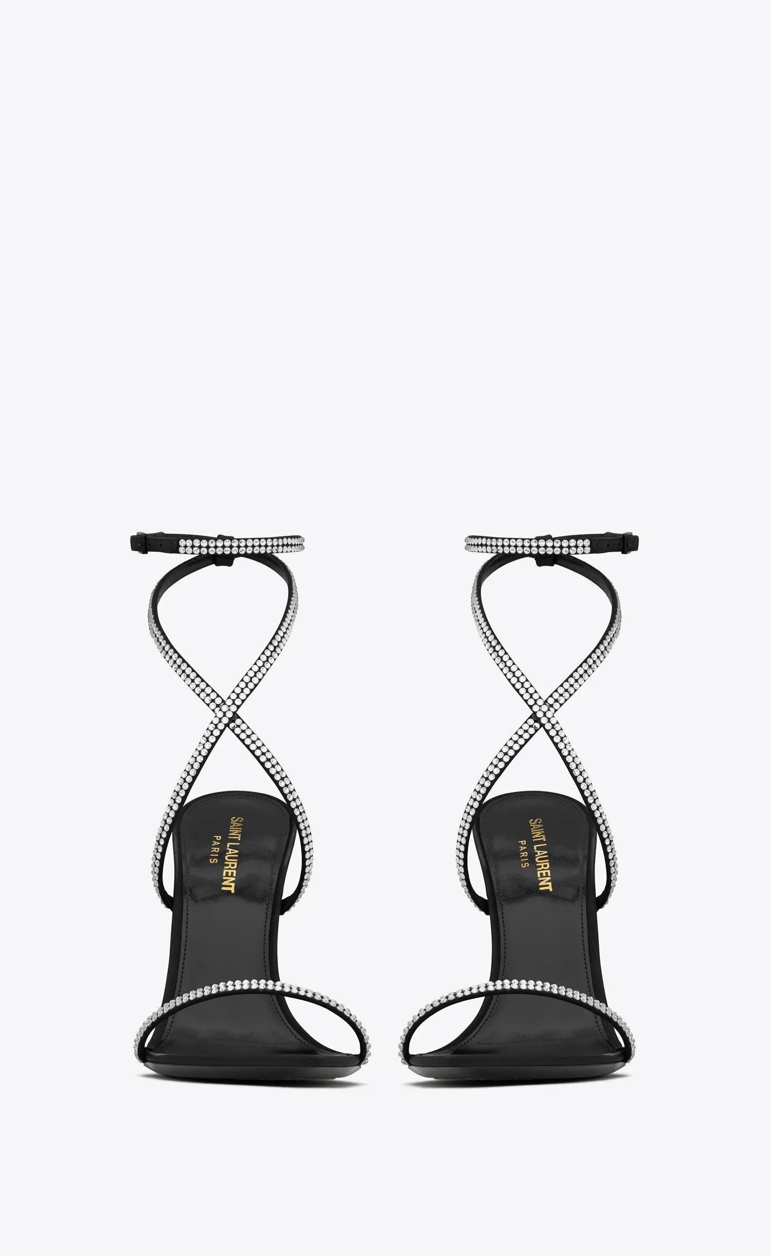 Saint Laurent Paris GEORGIA Sandals Crepe Satin Rhinestones Size US 6.5 / IT 36.5 - 2 Thumbnail