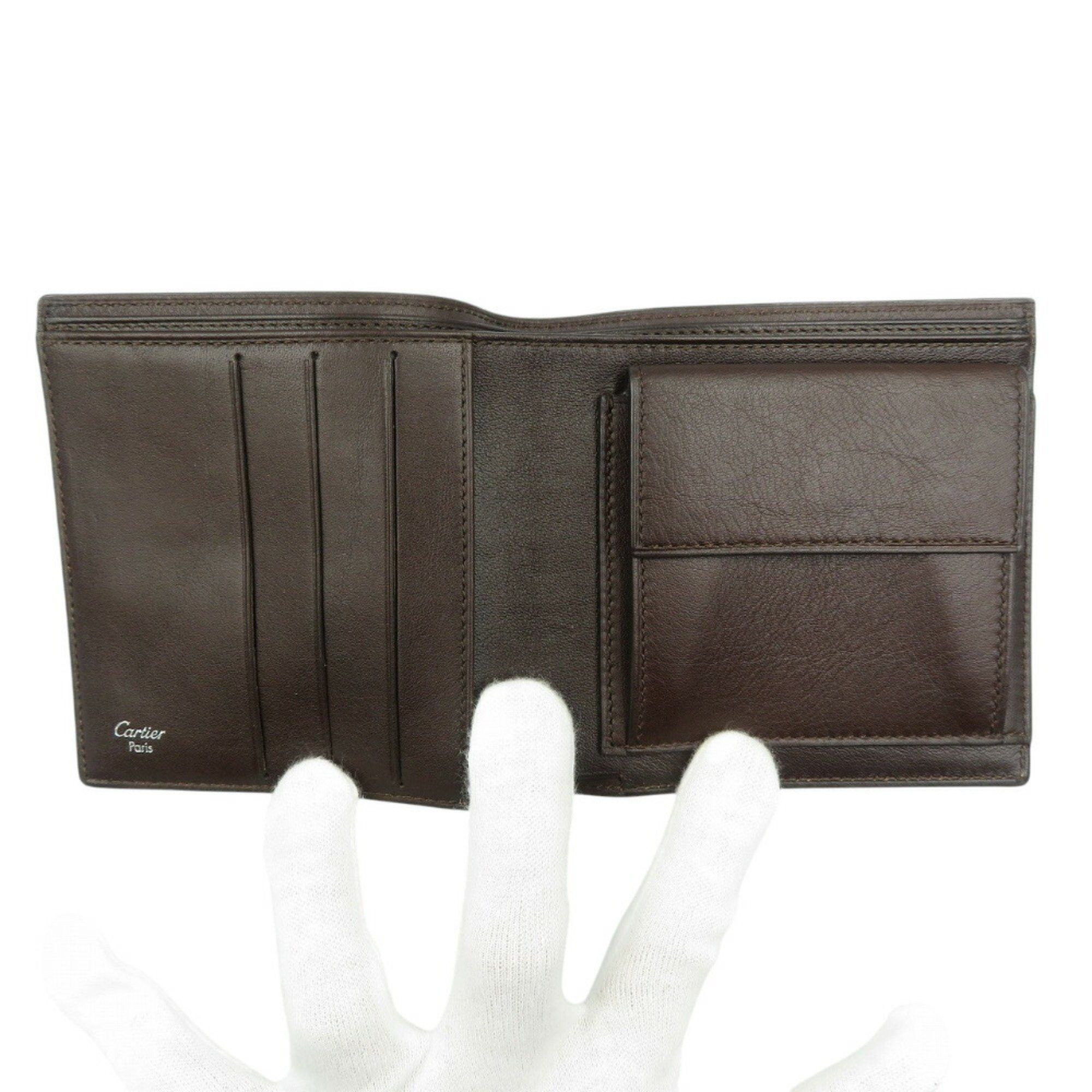 Cartier Cartier Santos Leather Brown Bi-fold Wallet 0571Cartier Size ONE SIZE - 4 Thumbnail