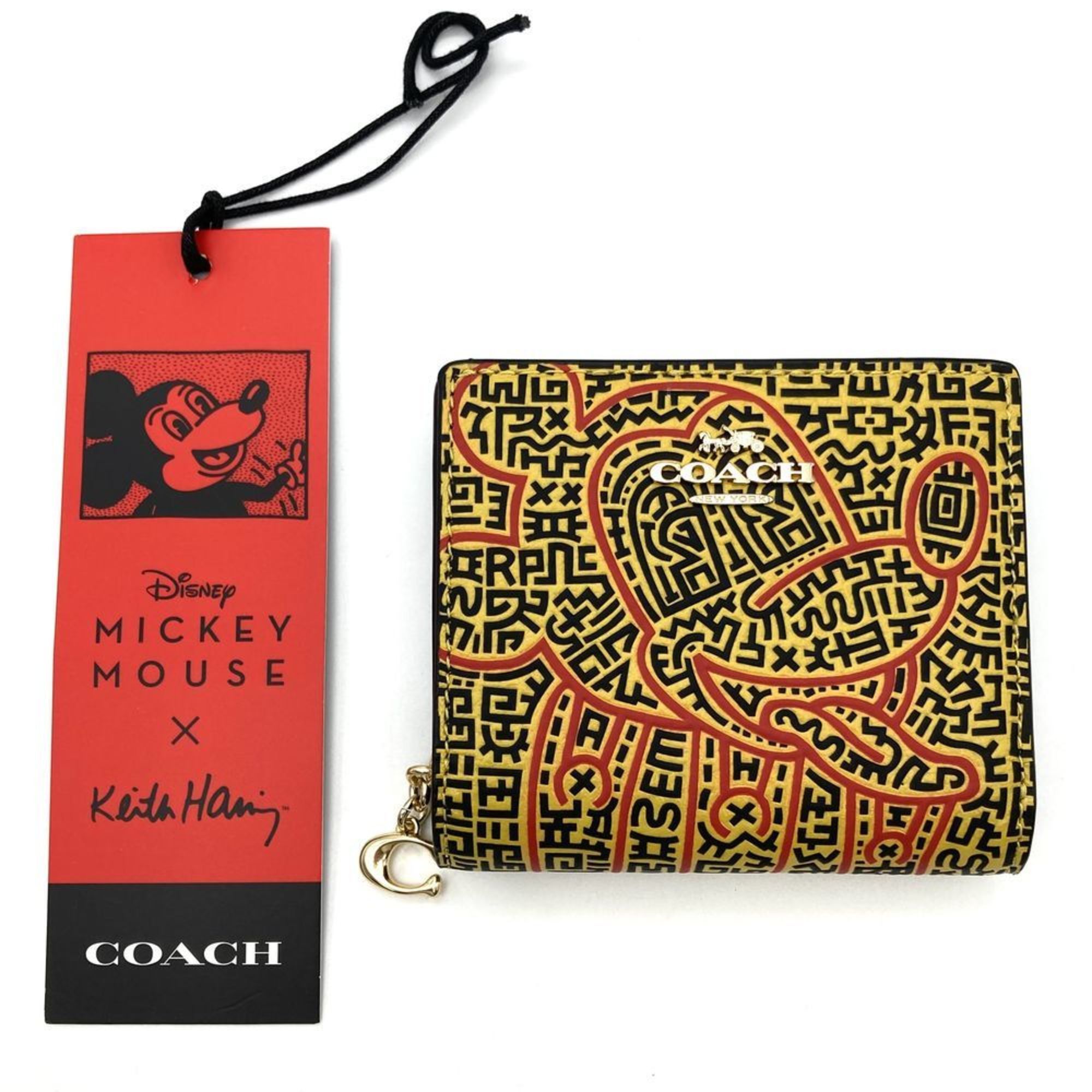 Coach Coach Disney Keith Haring Mickey Mouse Bi-fold Wallet Leather C7446 Yellow Size ONE SIZE - 6 Thumbnail