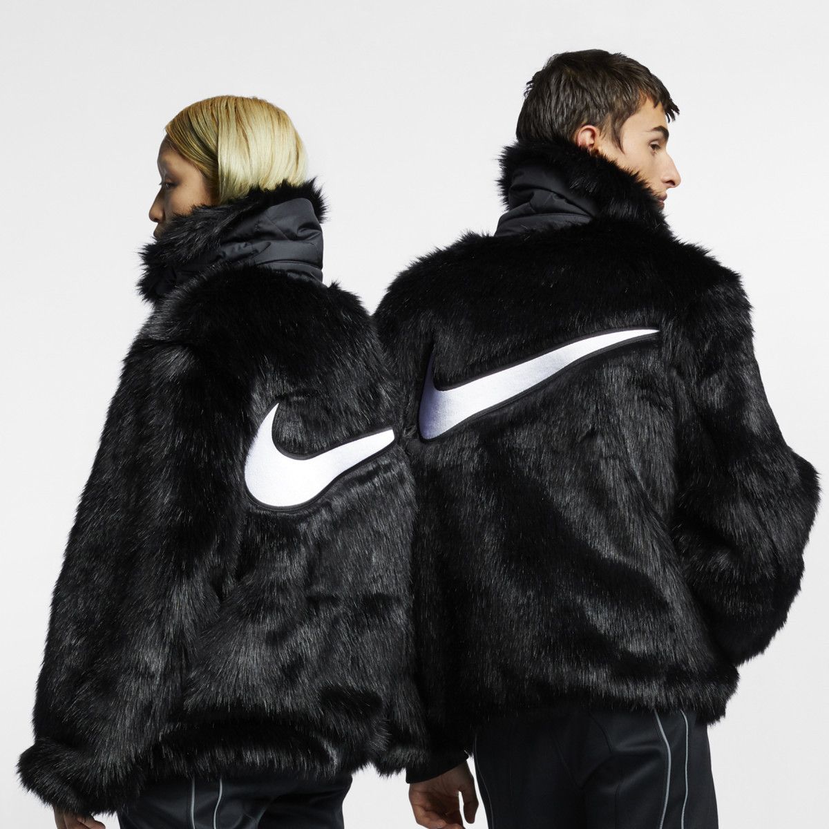 Nike black fur jacket hotsell