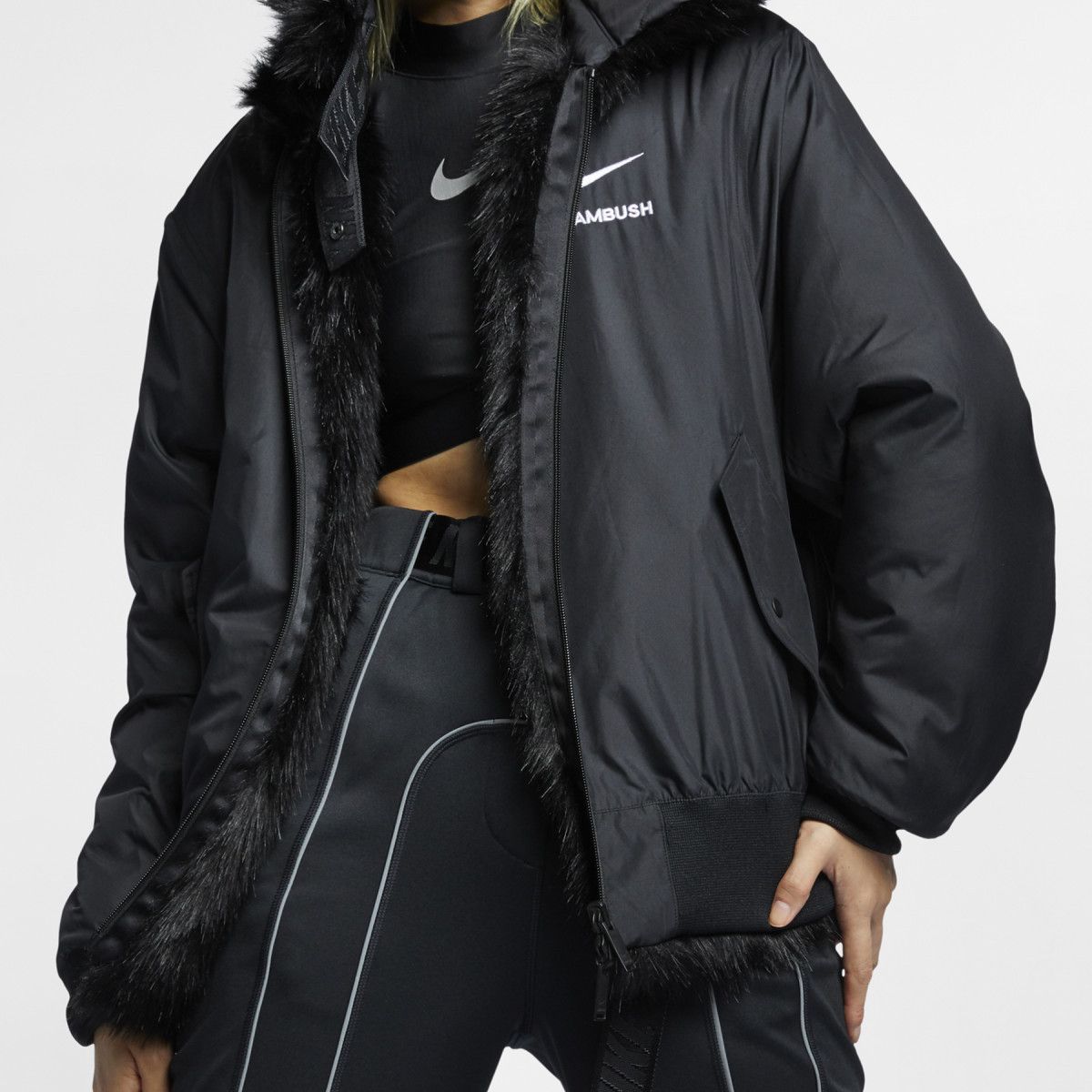 Ambush Design × Nike Ambush x Nike Reversible Faux-Fur Jacket in 
