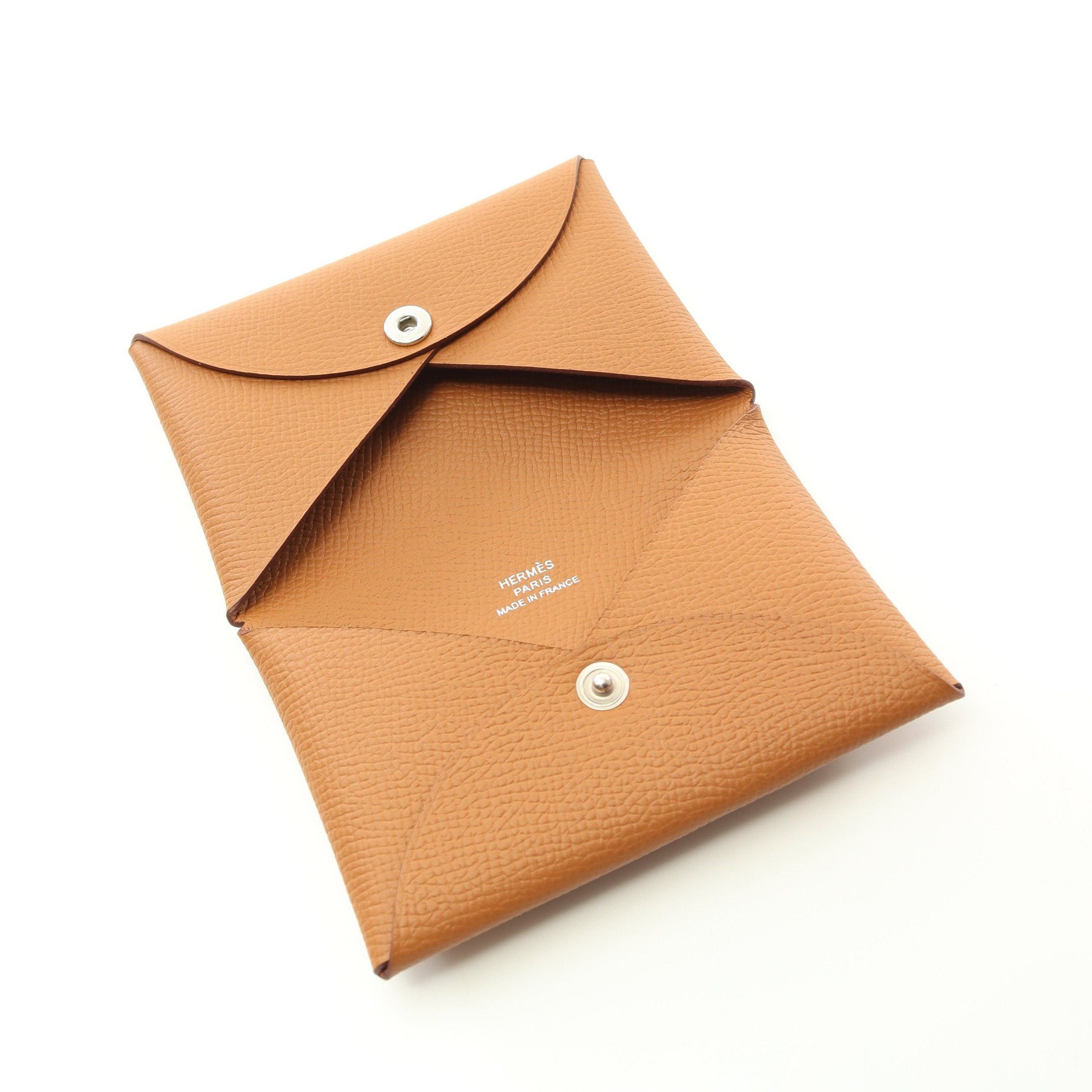 Hermes Hermes Calvi Gold Coin Purse Veau Epsom Light Brown Silver Hardware B Stamp Size ONE SIZE - 6 Thumbnail