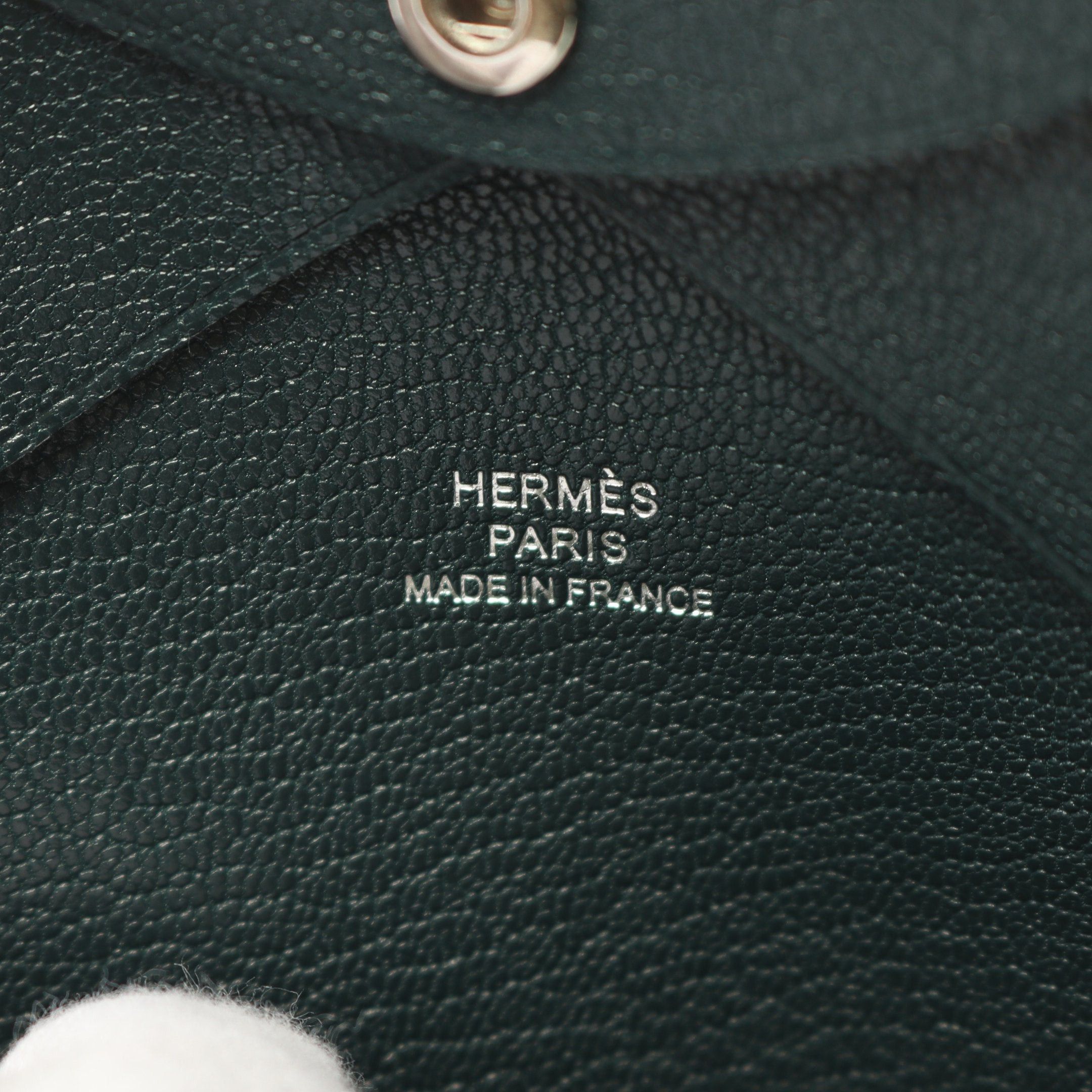 Hermes Hermes Calviduo Vert Anglais Coin Purse Chevre Dark Green Silver Hardware Double Engraved Size ONE SIZE - 5 Thumbnail